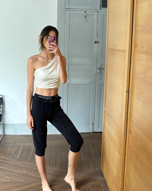 Vintage Papillon Black Dance Pants – Ballet-Inspired Comfort with Sporty Edge, S