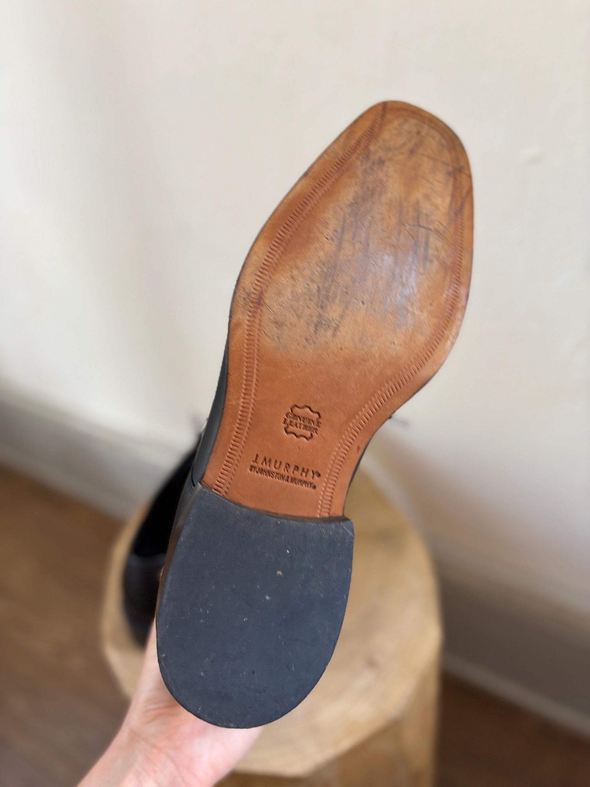 Gorgeous Men's designer shoes, J. Murphy by Johnston & Murphy Black Leather Dress Shoes – Classic Men’s Oxford shoes like new, US 13