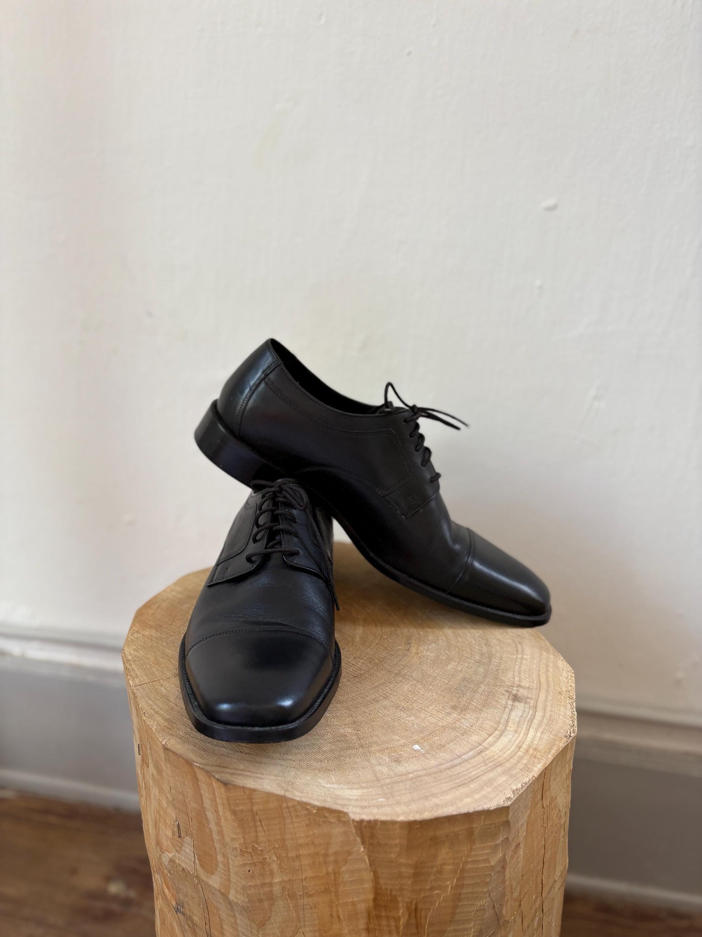 Men's designer shoes, J. Murphy by Johnston & Murphy Black Leather Dress Shoes – Classic Men’s Oxford shoes like new, US 13