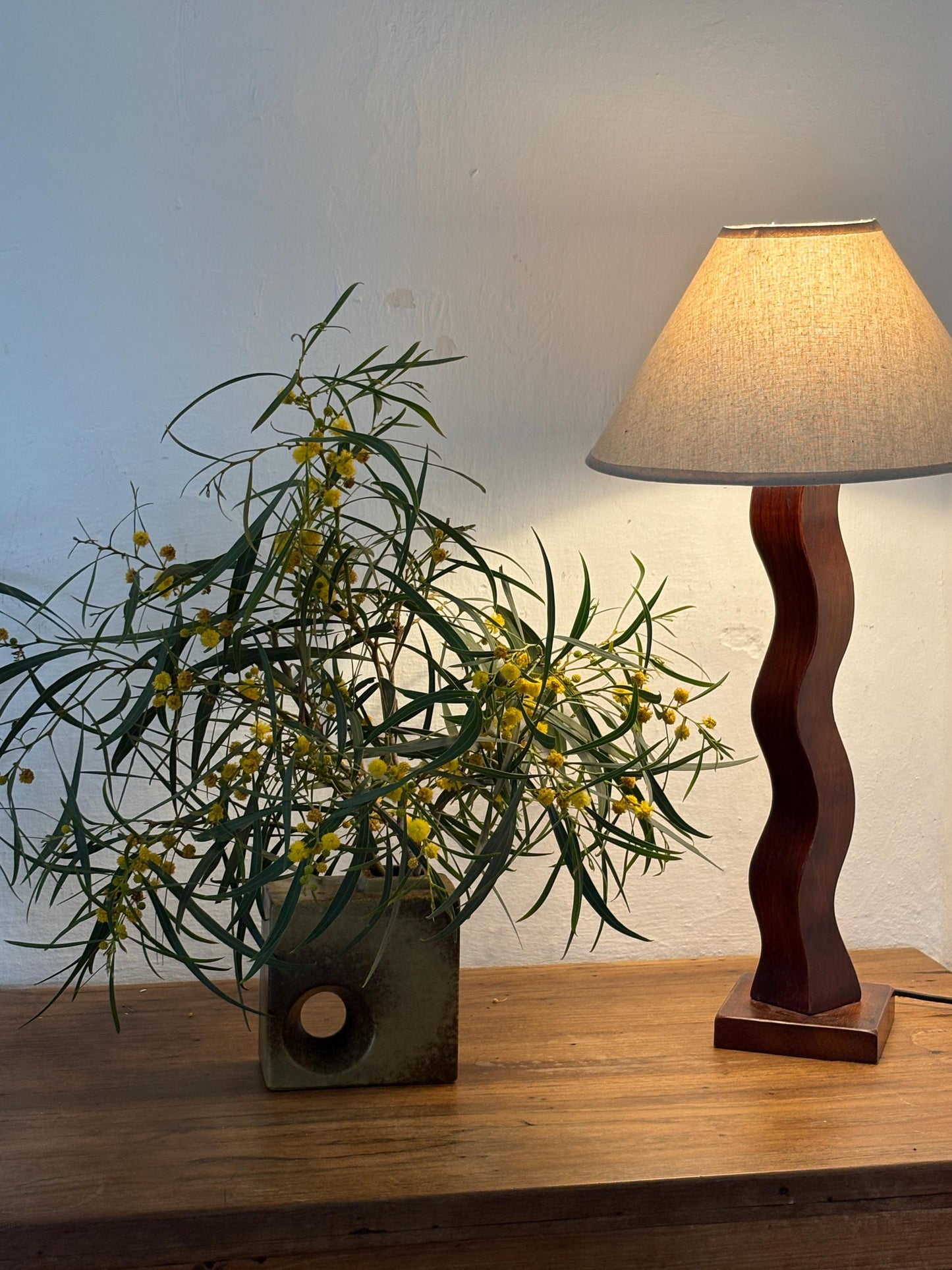 Vintage Vase with Hole – Sculptural Ceramic Cube Design in Earthy Glaze