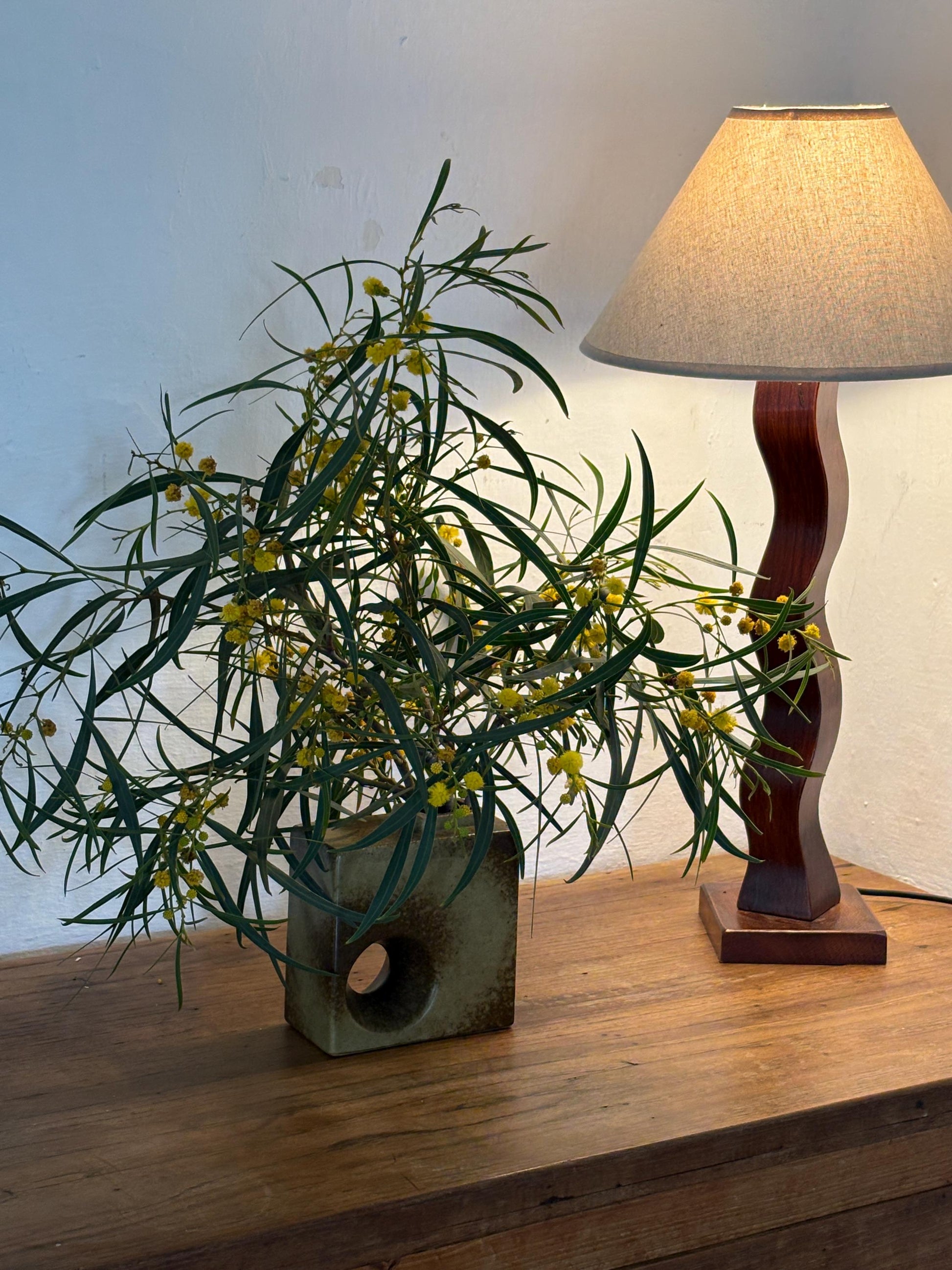 Vintage Vase with Hole – Sculptural Ceramic Cube Design in Earthy Glaze