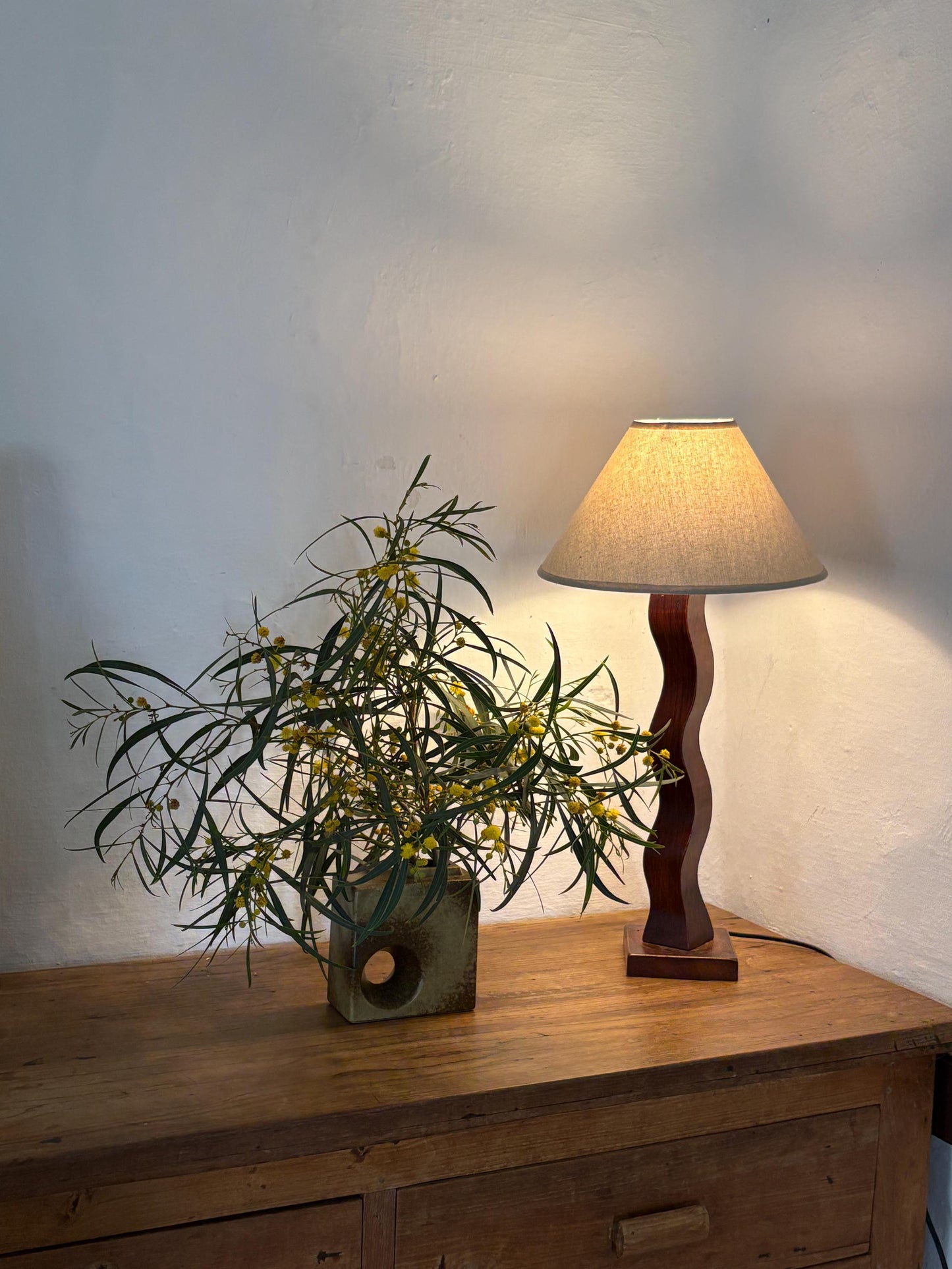 Vintage Vase with Hole – Sculptural Ceramic Cube Design in Earthy Glaze
