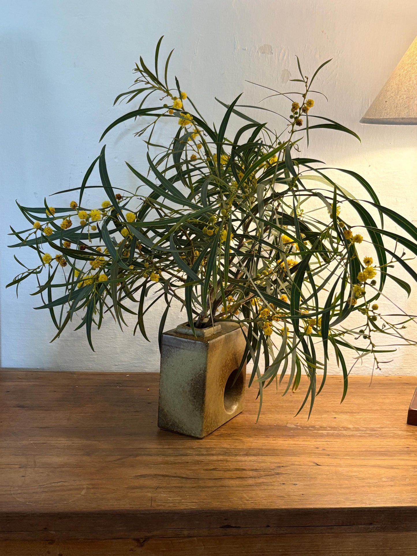 Vintage Vase with Hole – Sculptural Ceramic Cube Design in Earthy Glaze