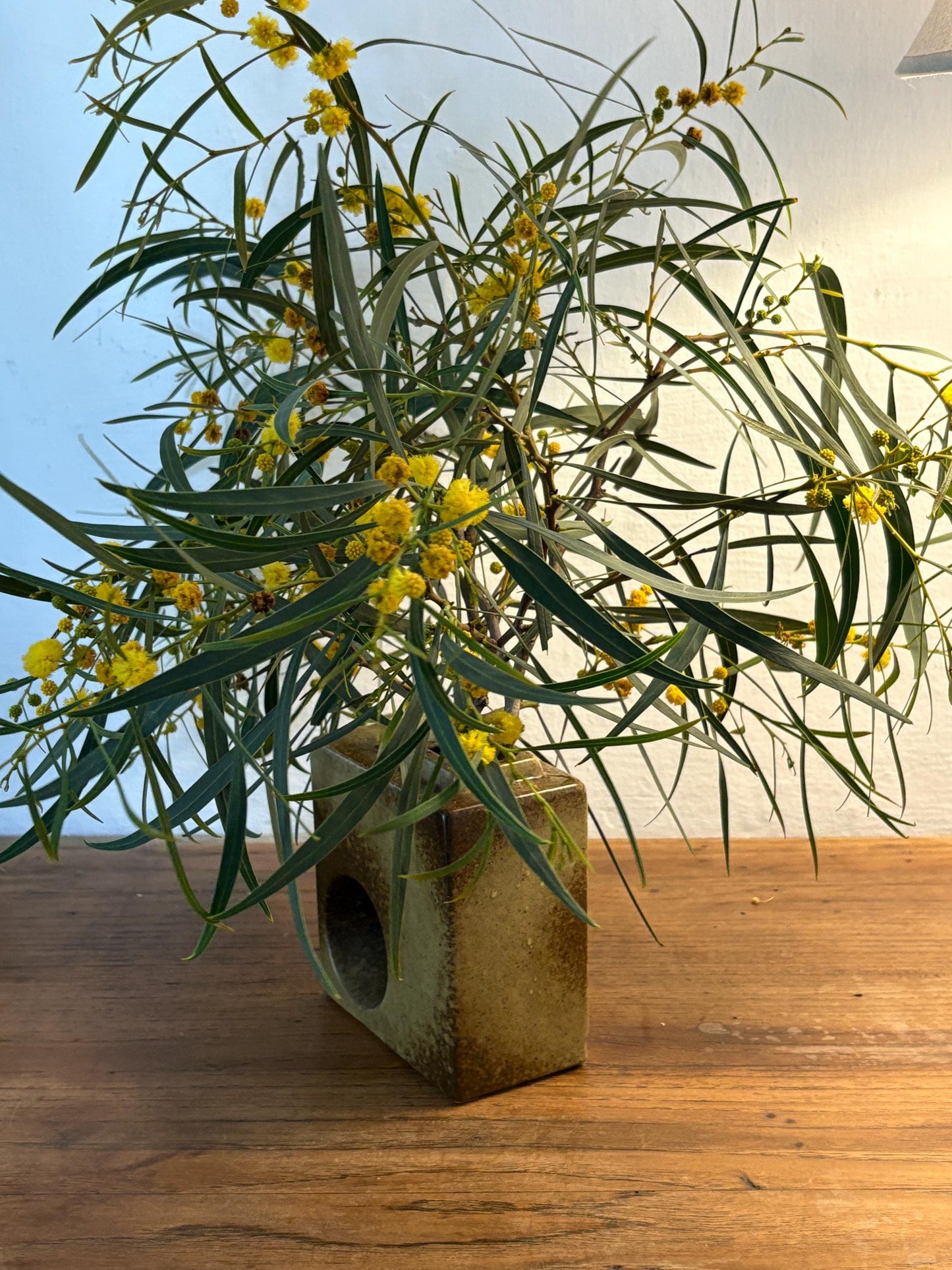 Vintage Vase with Hole – Sculptural Ceramic Cube Design in Earthy Glaze