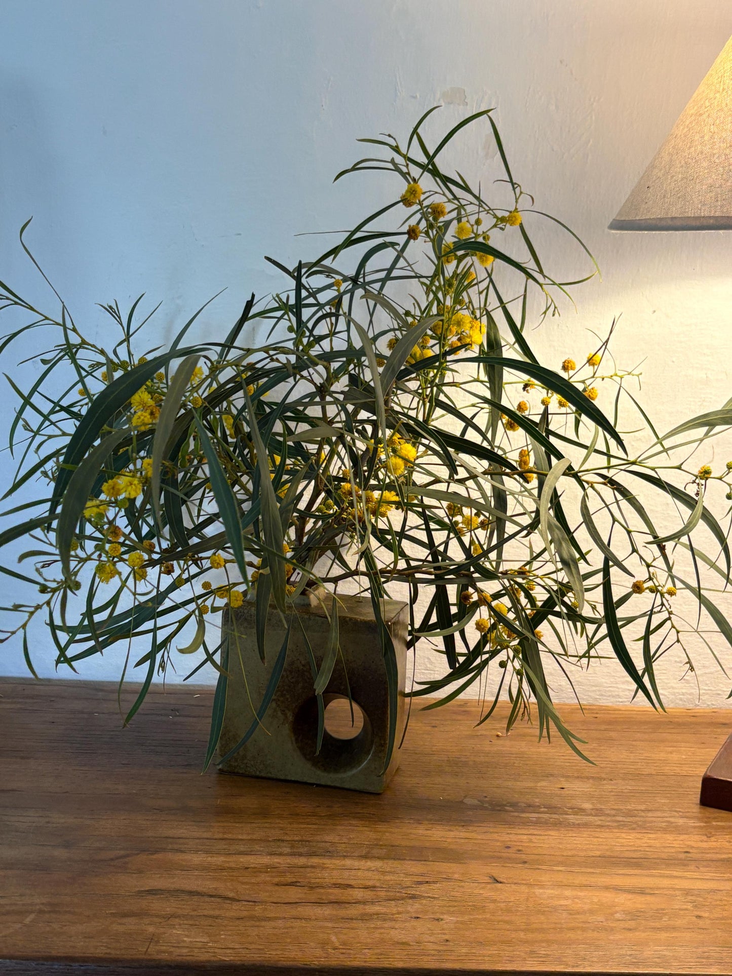 Vintage Vase with Hole – Sculptural Ceramic Cube Design in Earthy Glaze