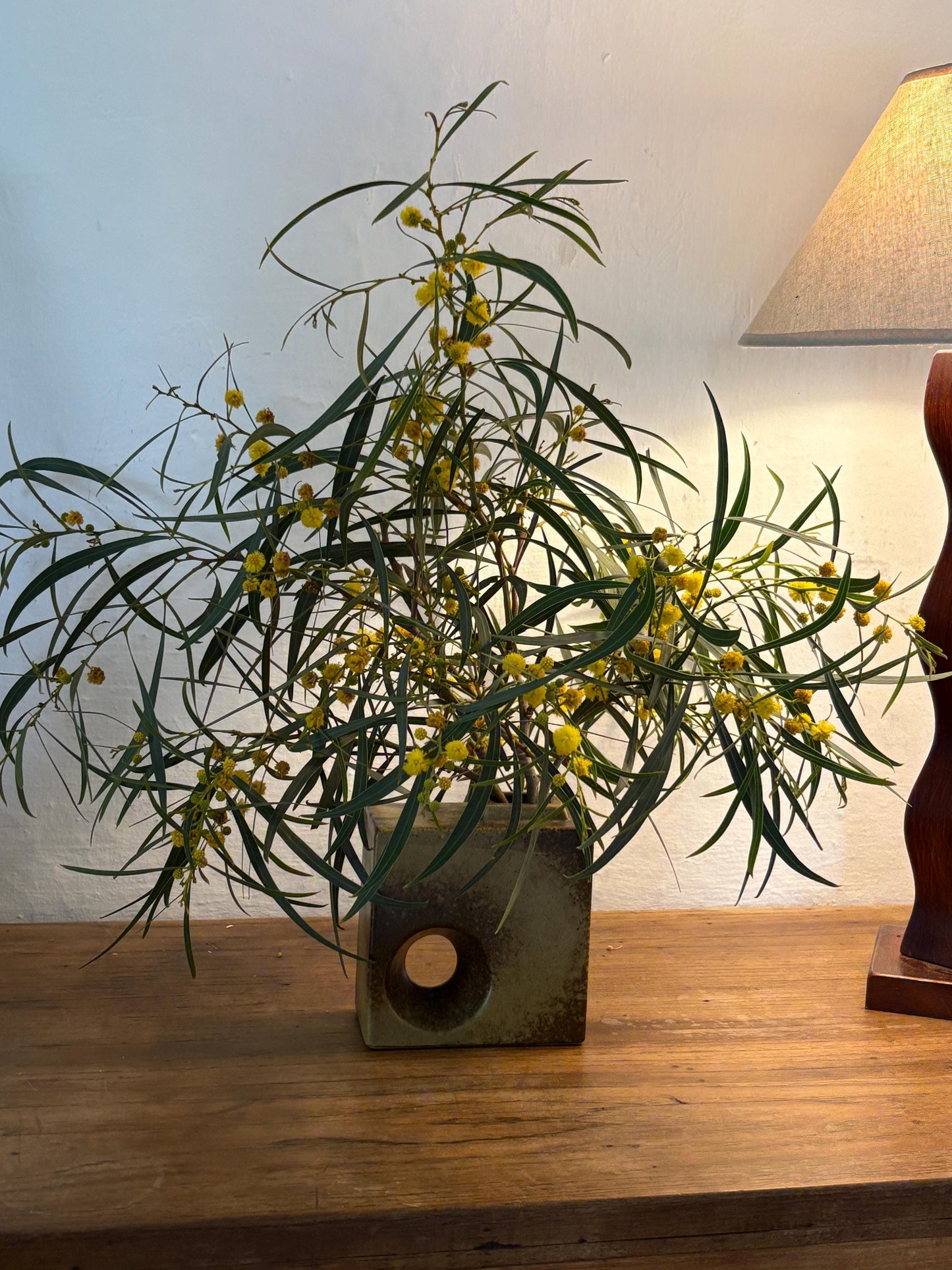 Vintage Vase with Hole – Sculptural Ceramic Cube Design in Earthy Glaze