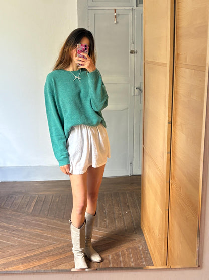 Vintage Green Wool Oversized Jumper — back view