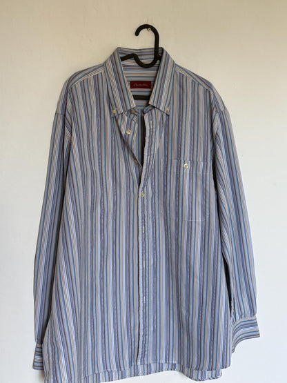 Vintage Striped Cotton Blend Button-Down Shirt — additional view 8