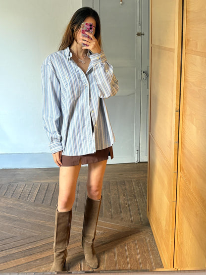 Vintage Striped Cotton Blend Button-Down Shirt — additional view 7