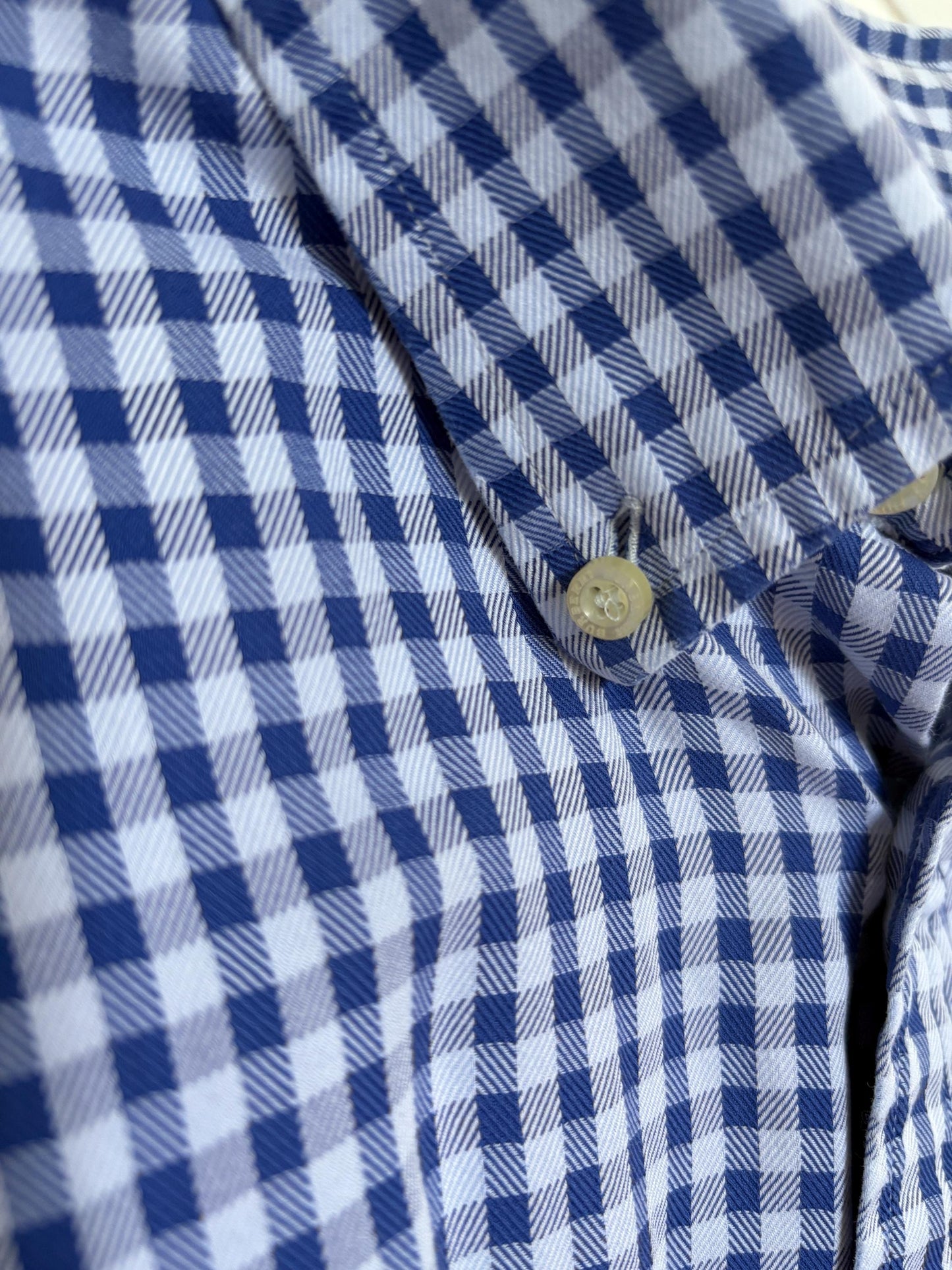 Vintage Burberry London Checkered Blue and White Shirt, Cotton button up oxford shirt