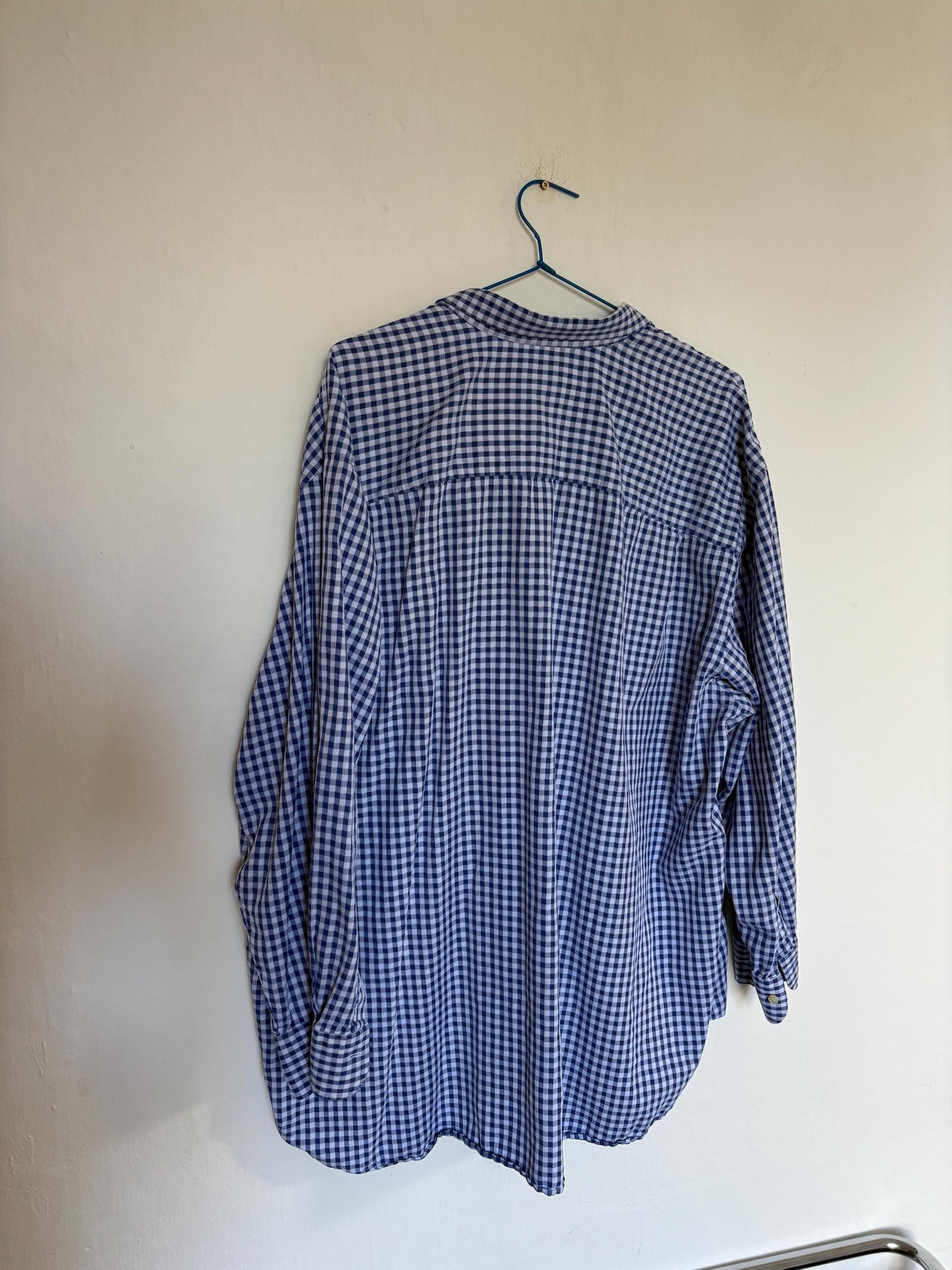 Vintage Burberry London Checkered Blue and White Shirt, Cotton button up oxford shirt