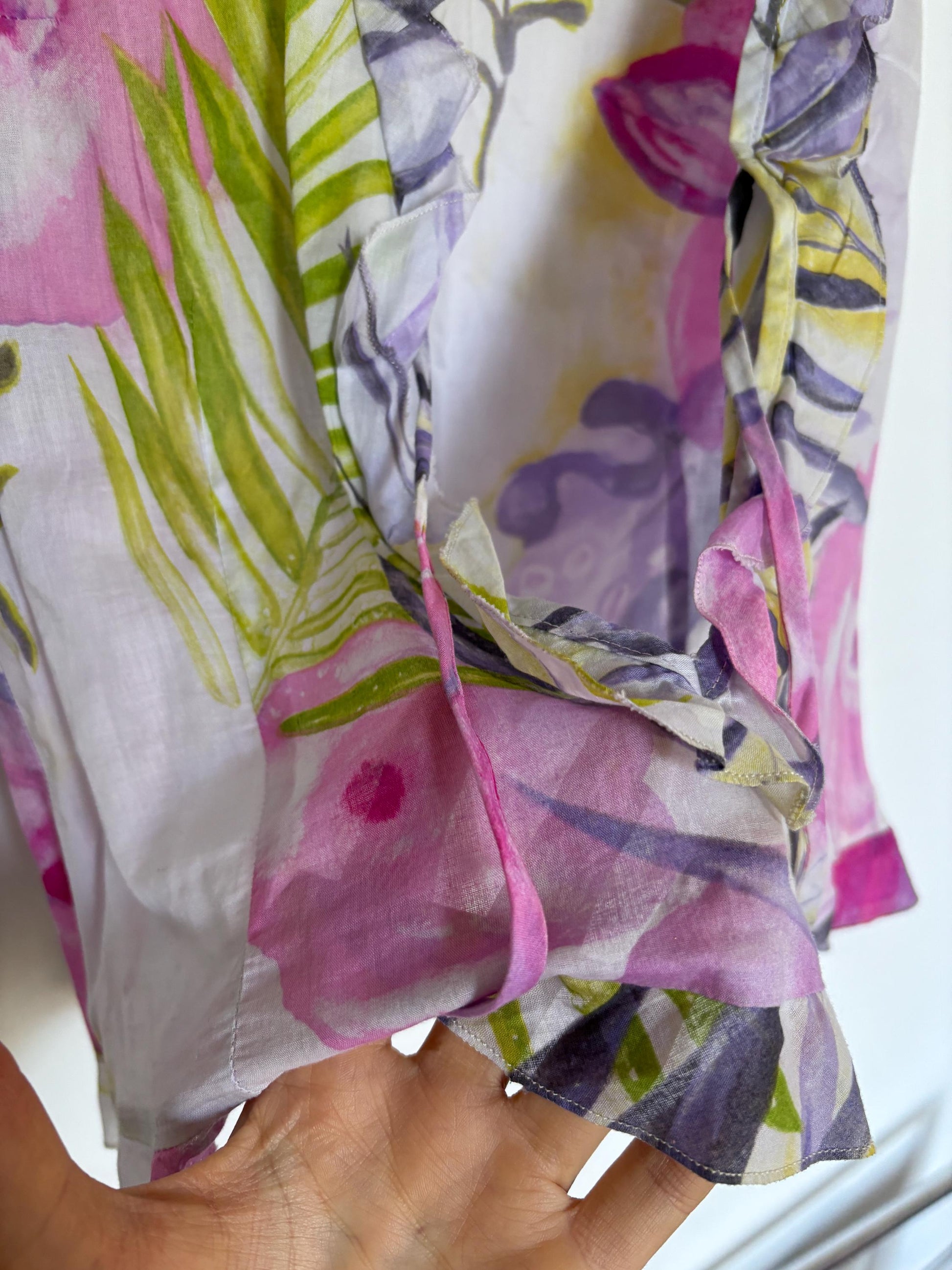 Vintage Floral Camisole – Fun & Sexy Ruffled Summer Top – Unique Minority Brand Blouse – 100% Cotton Size XS - S