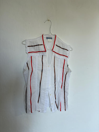 Vintage Striped Sleeveless Blouse — additional view 7
