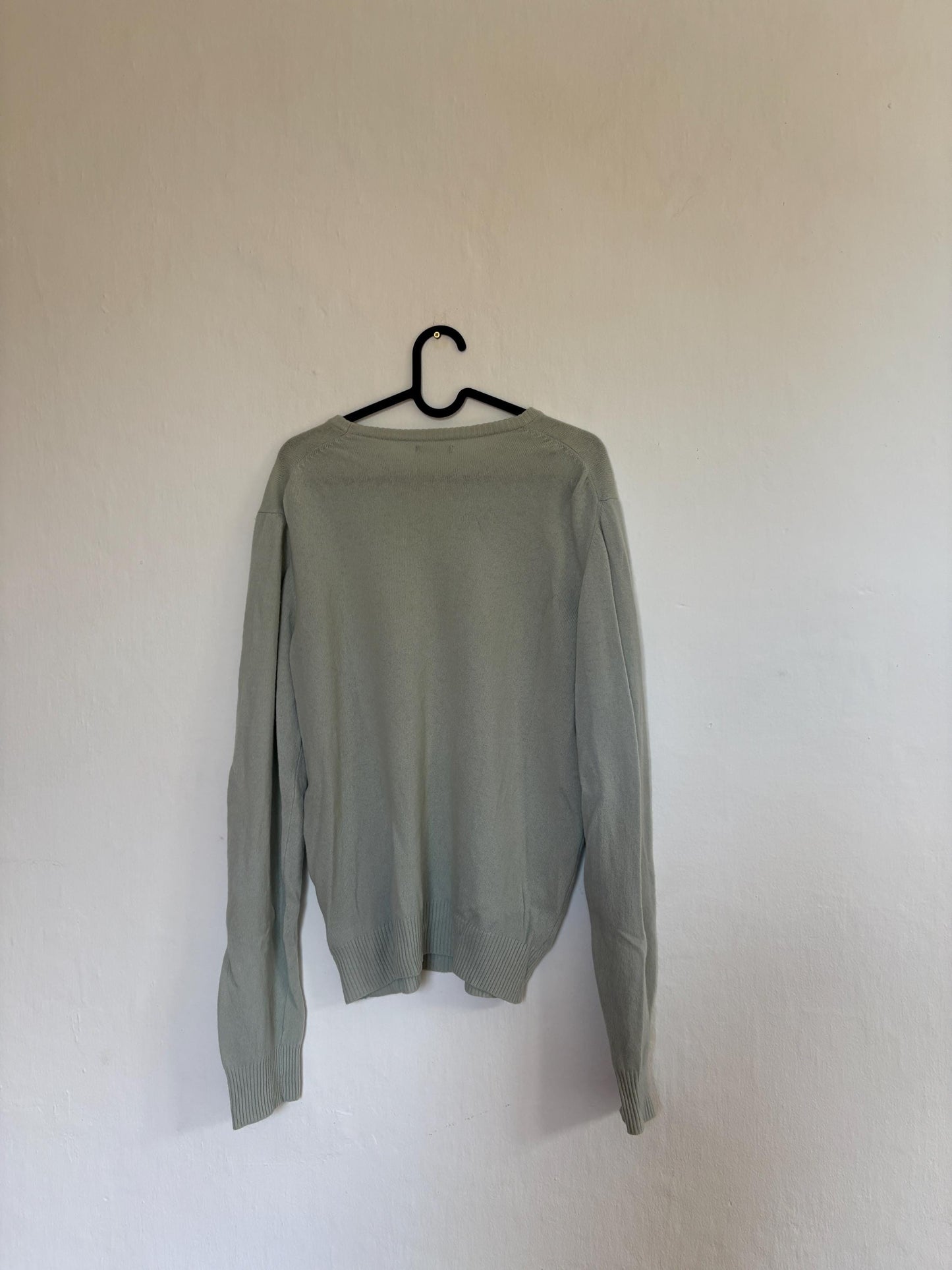 Vintage Sisley Wool Jumper – Pure New Wool – Made in Italy – Soft Sage Green Knit – Size M