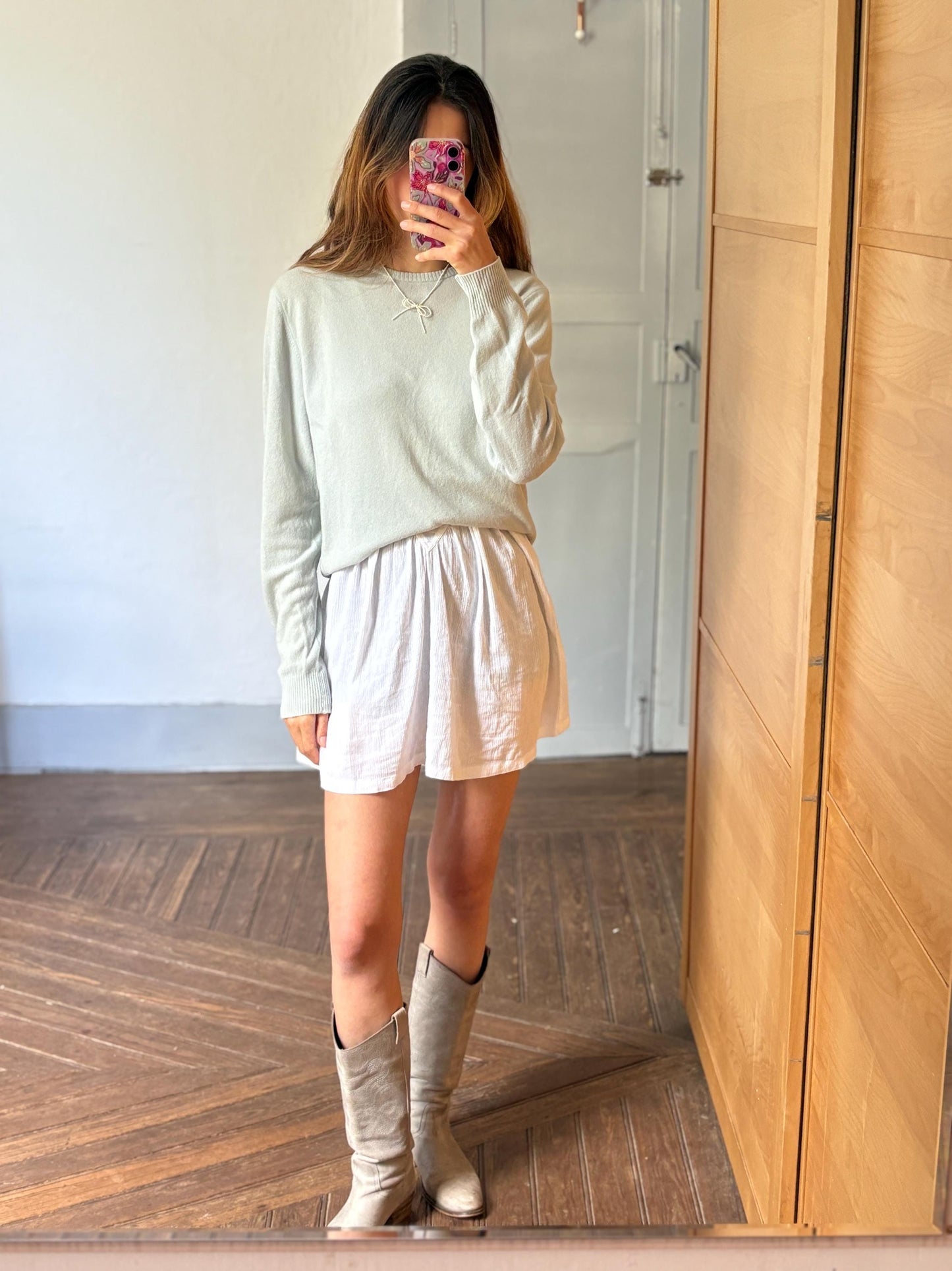 Vintage Sisley Wool Jumper – Pure New Wool – Made in Italy – Soft Sage Green Knit – Size M