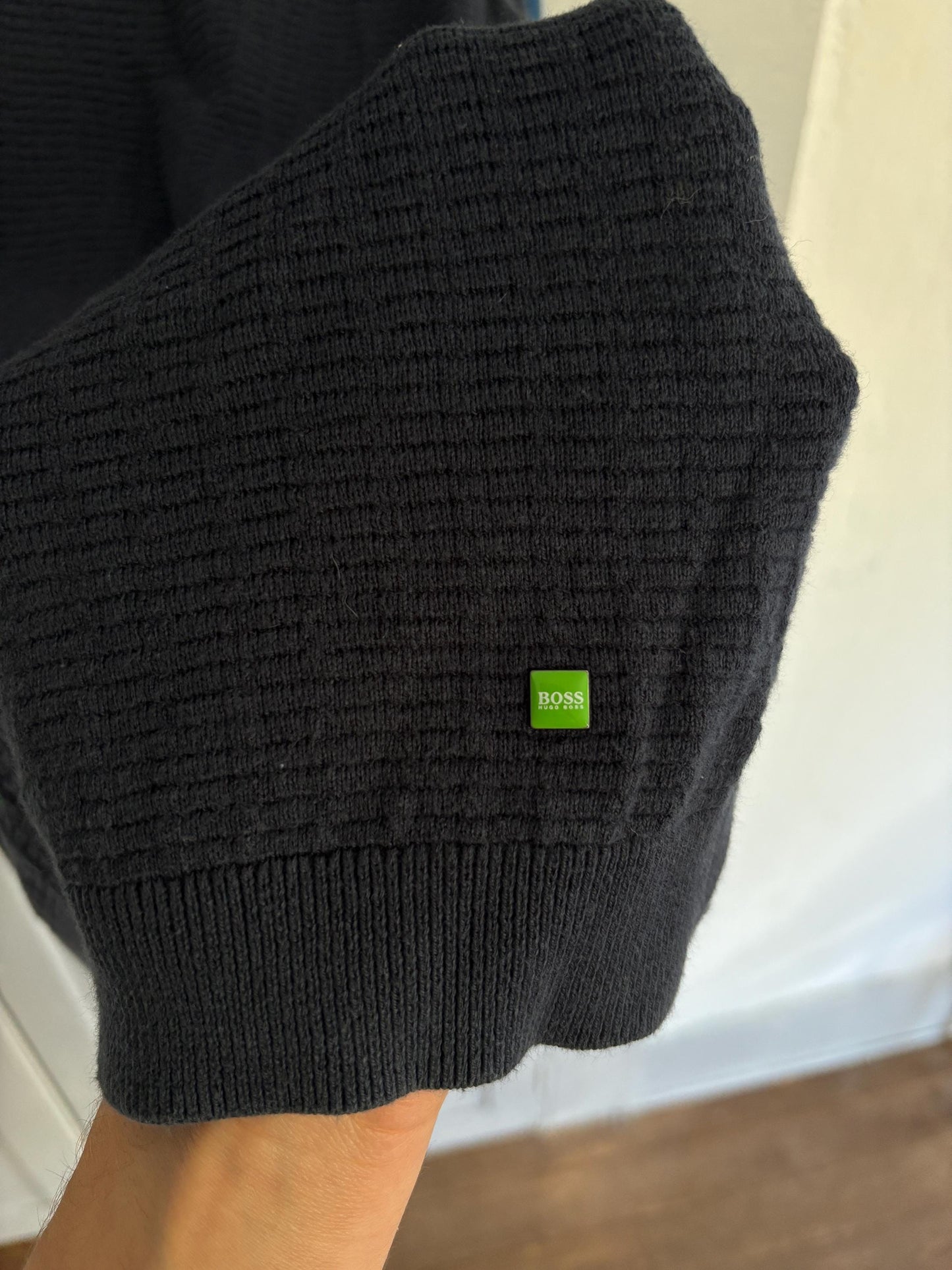 Hugo Boss long sleeve shirt, cotton & wool blend jersey shirt, Branded unisex jumper, oversized fit clothing style