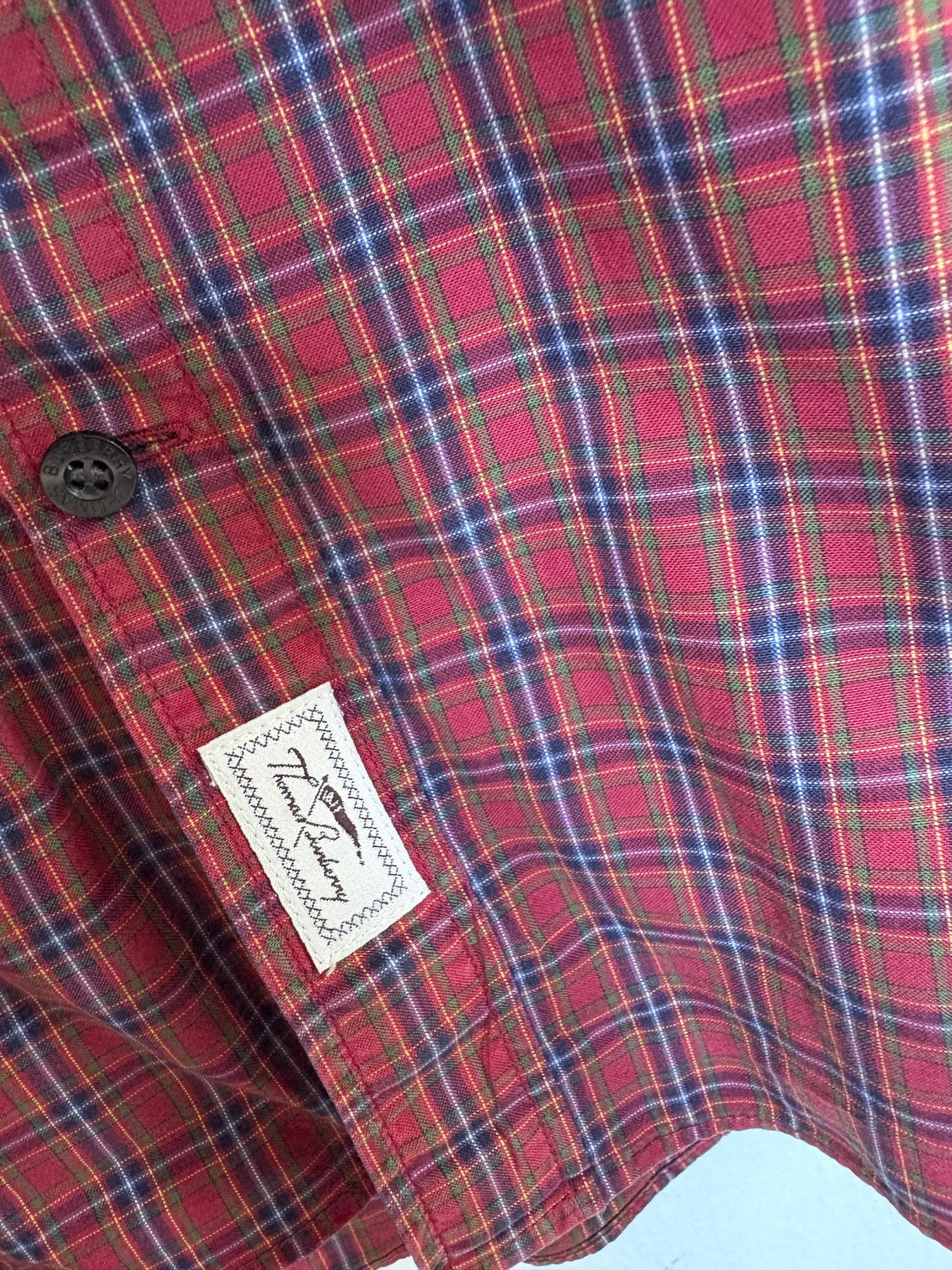 Vintage Thomas Burberry checkered plaid button down shirt 100 % cotton unisex oversized style