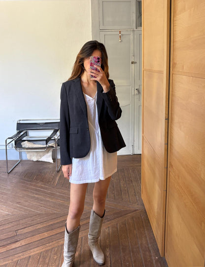 Navy Vintage Wool Blazer for Women — additional view 5