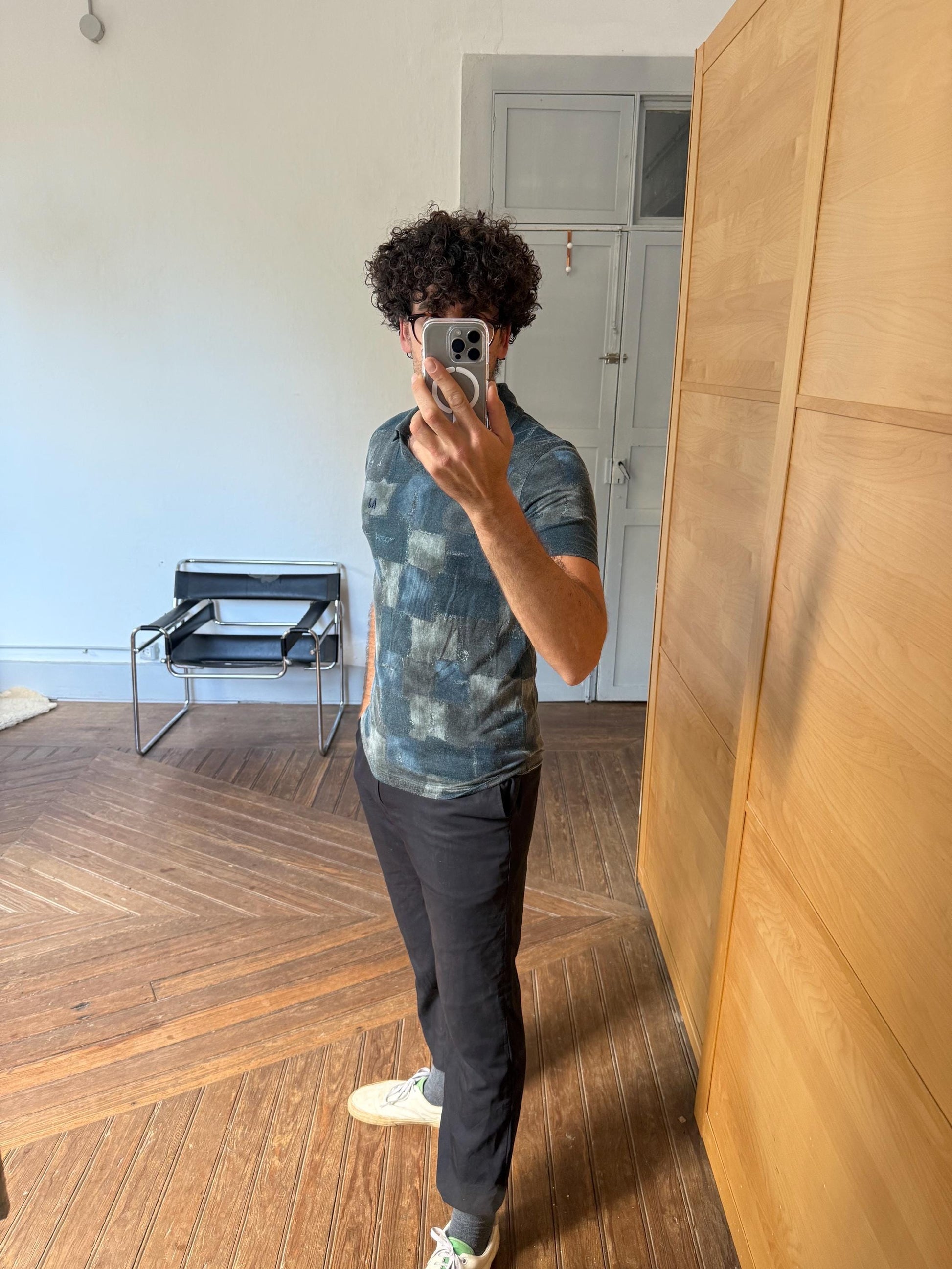 Armani Jeans vintage polo shirt Made in Italy AJ logo tee abstract print t-shirt size M EU 48 US M men’s designer top