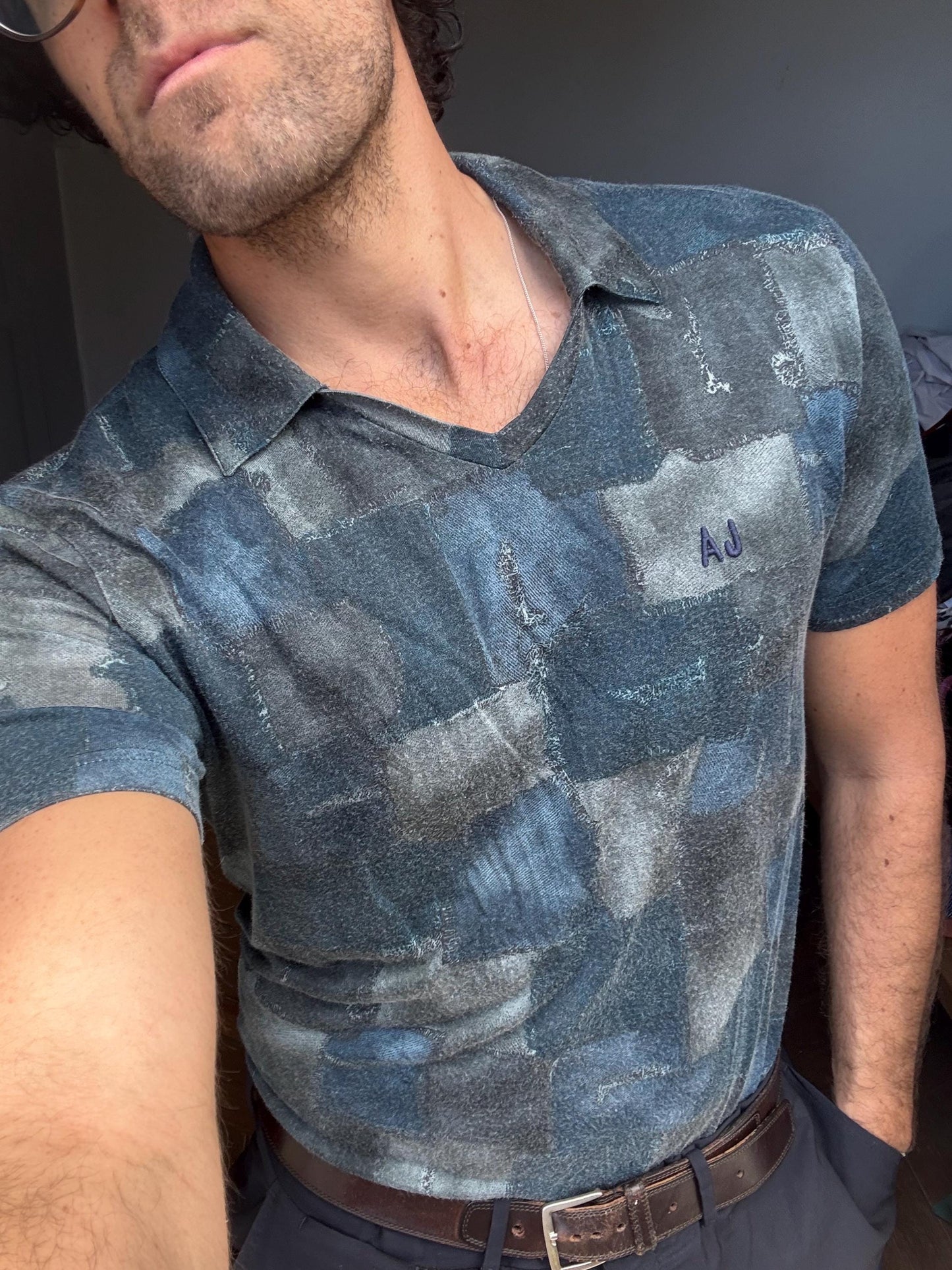 Armani Jeans vintage polo shirt Made in Italy AJ logo tee abstract print t-shirt size M EU 48 US M men’s designer top