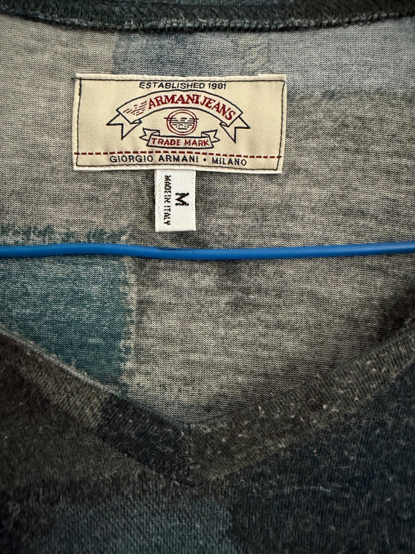 Armani Jeans vintage polo shirt Made in Italy AJ logo tee abstract print t-shirt size M EU 48 US M men’s designer top