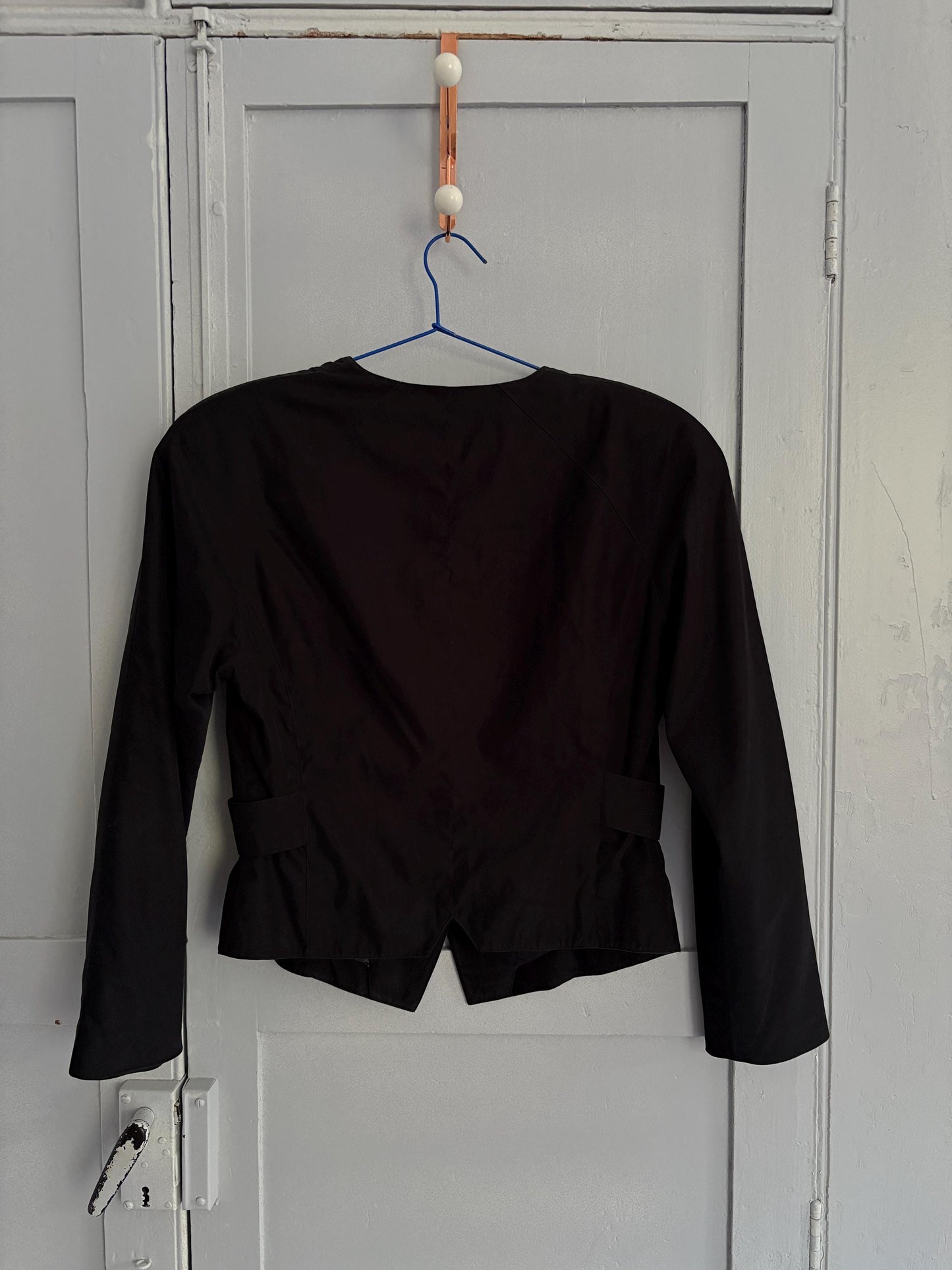 Vintage black woman blazer, Mezzanino tailored cropped jacket, minimalist chic vest, size S