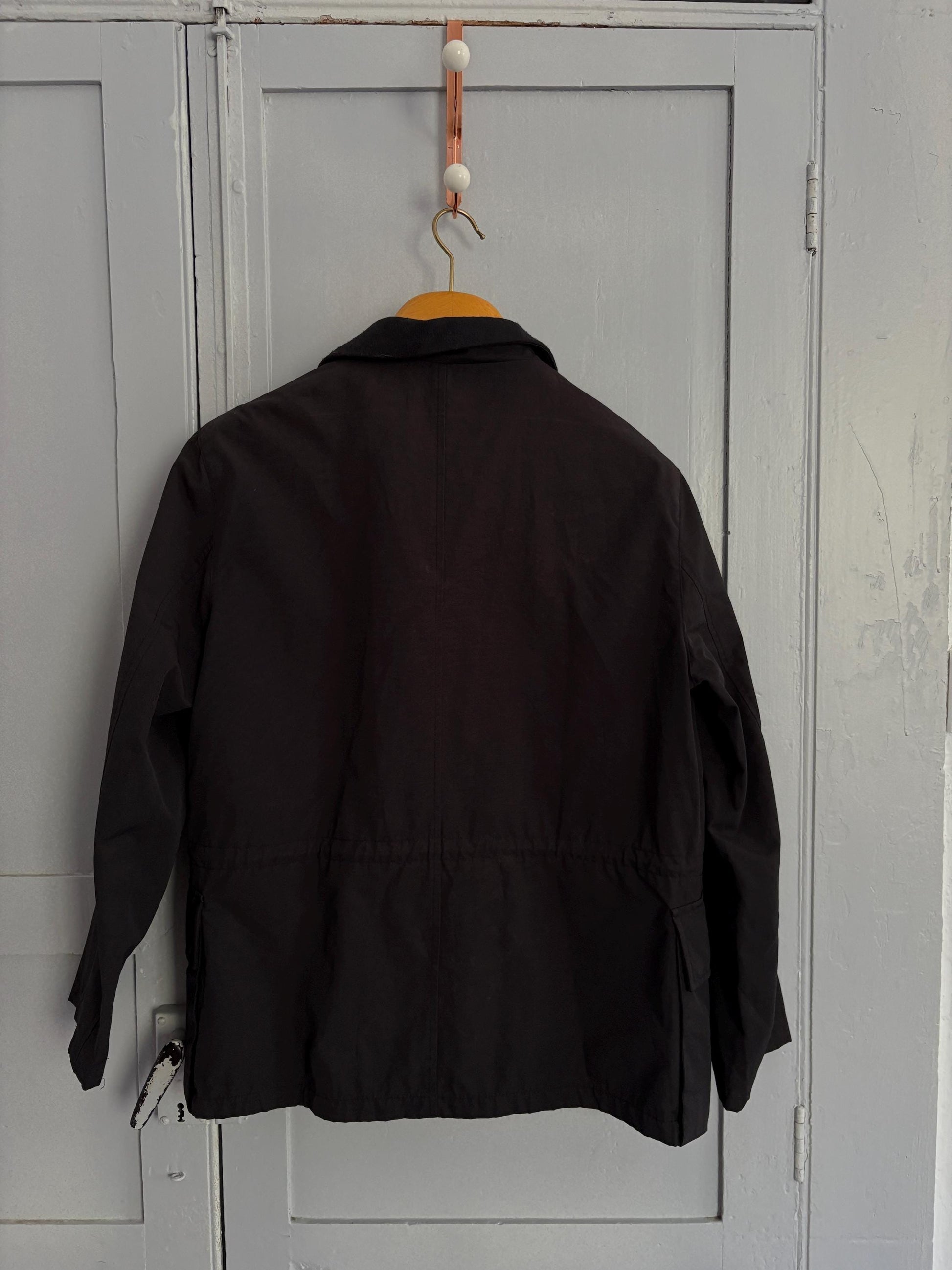 Vintage United Colors of Benetton coat, Black utility jacket, Size 48, Streetwear minimalist clothing piece