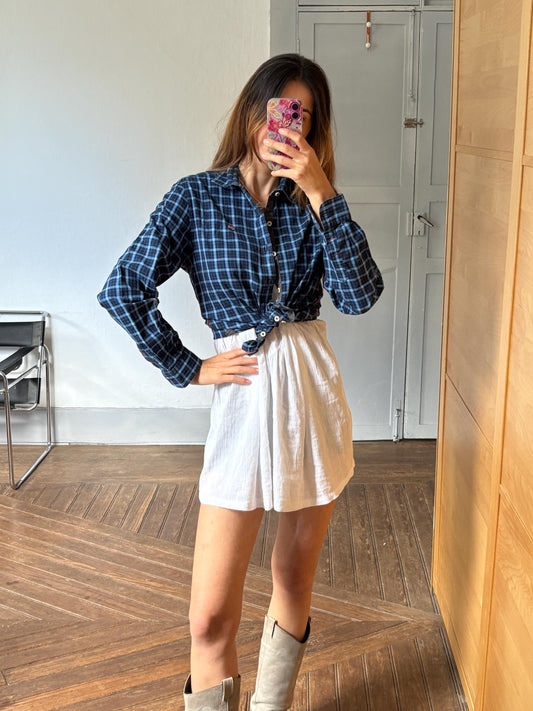 Vintage Napapijri slim fit button up blouse, Cotton lumberjack plaid shirt, Casual hiking essential, Size M