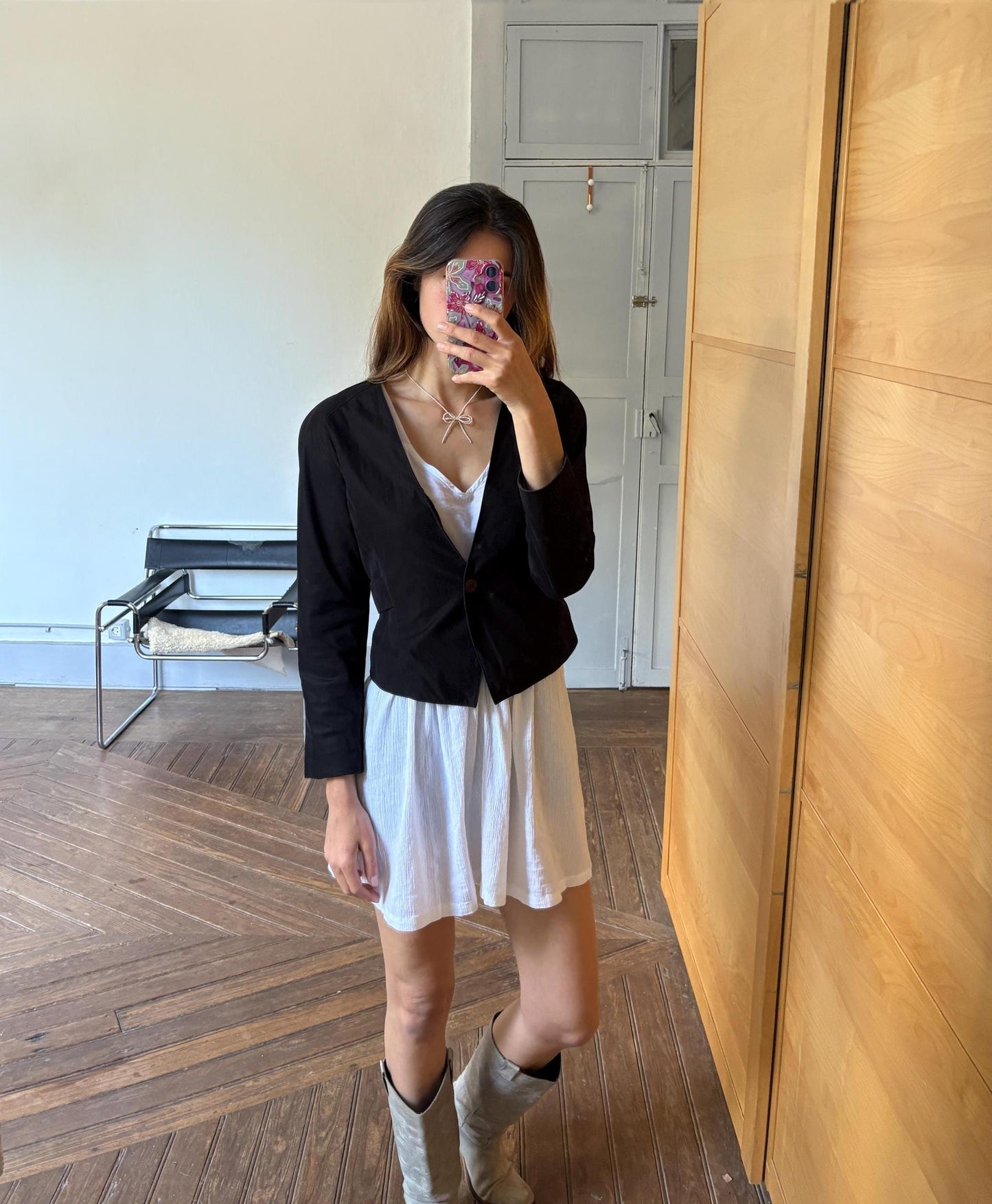 Vintage black woman blazer, Mezzanino tailored cropped jacket, minimalist chic vest, size S