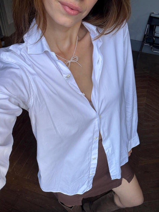 Vintage white Massimo Dutti shirt, EUR 39 US 15.5 – crisp cotton unisex blouse, oversized boyfriend fit, easy iron Italian fabric