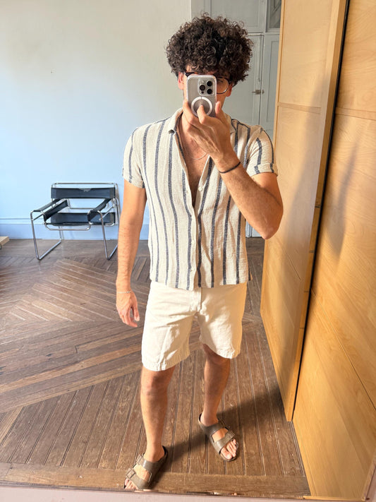 Vintage Caroche shorts size 33 W38 L47 beige denim cargo-style men’s workwear shorts 90s skater fit Y2K utility