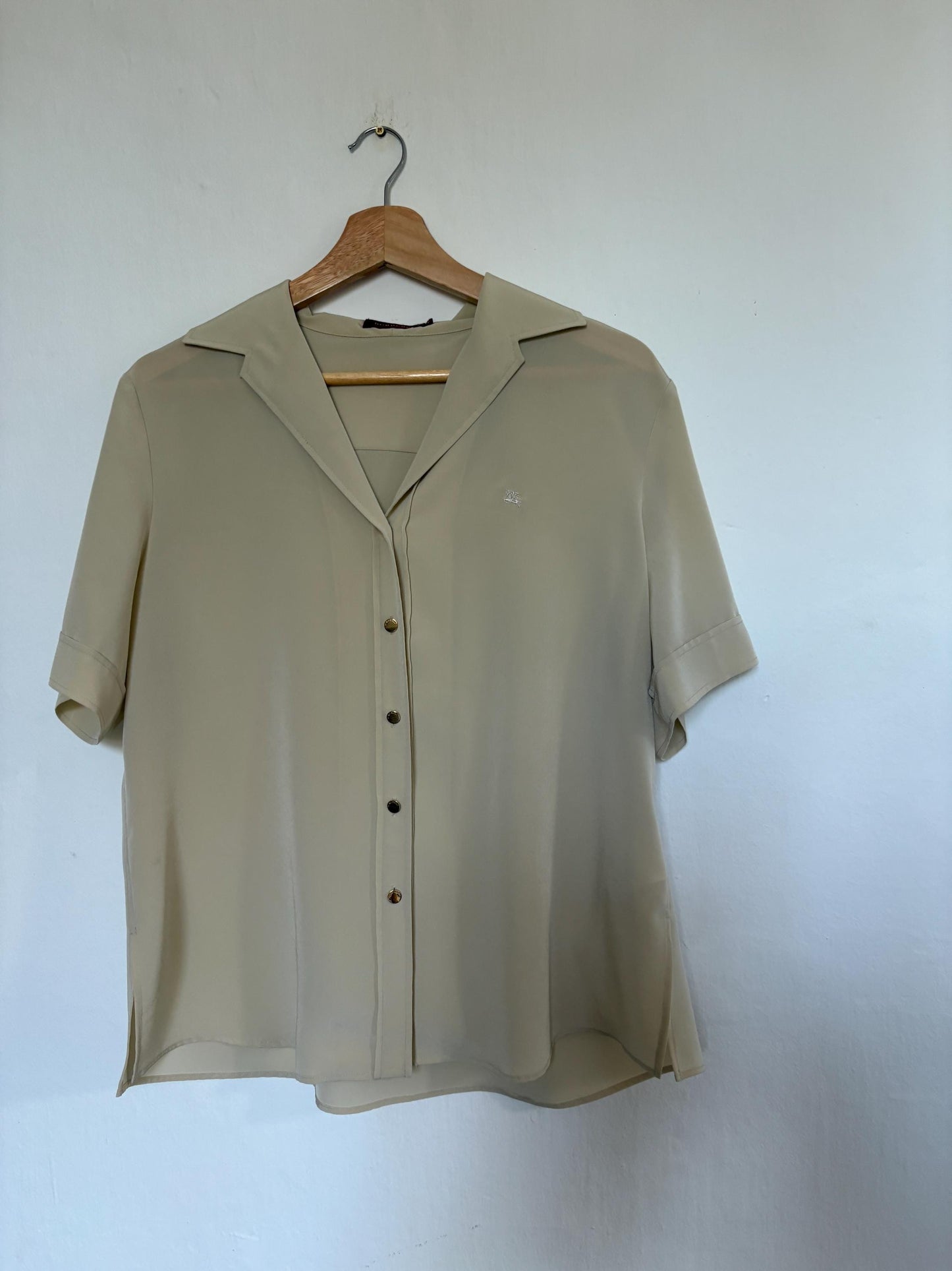 Luxury vintage Burberry London summer blouse, Lightweight button up shirt, Vintage designer wear, Preppy top, M