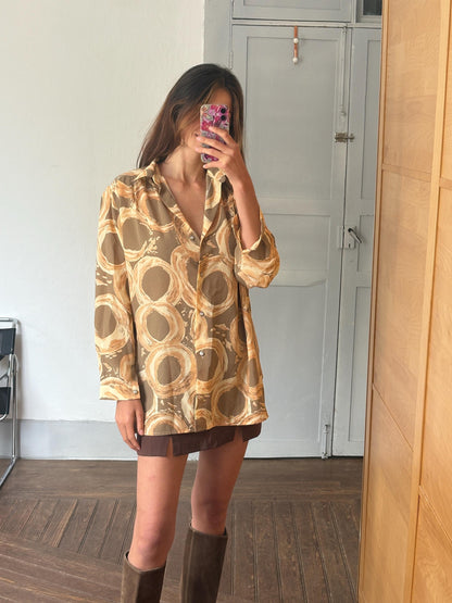 Vintage 70s Abstract Print Blouse — back view