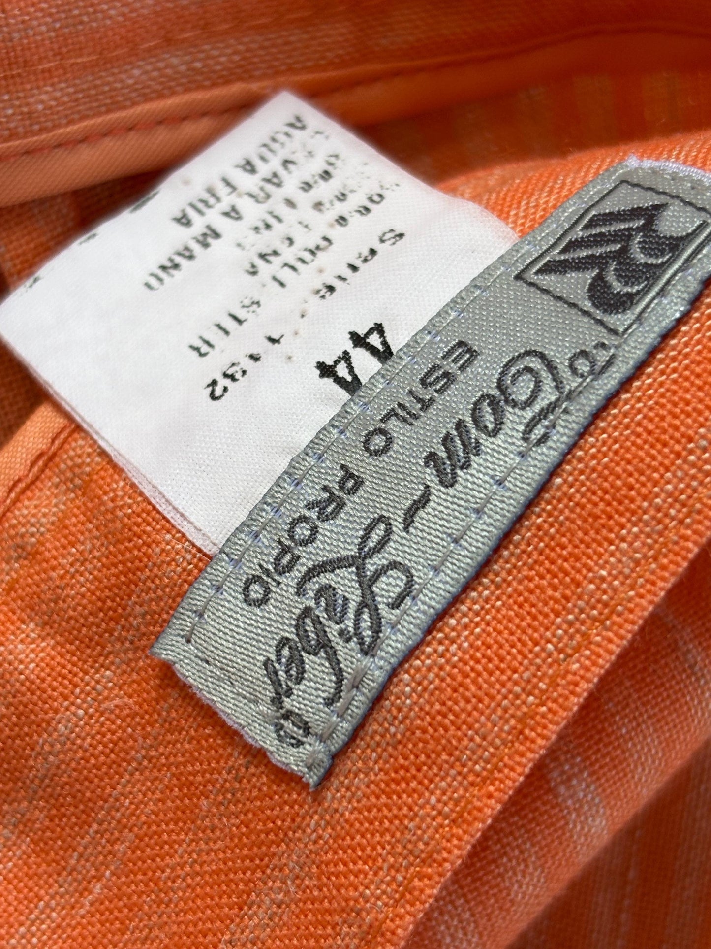 vintage orange pants, Bold pinstripe trousers, Wool blend spring outfit, Luxe statement trousers, Colourful vibrant retro pants