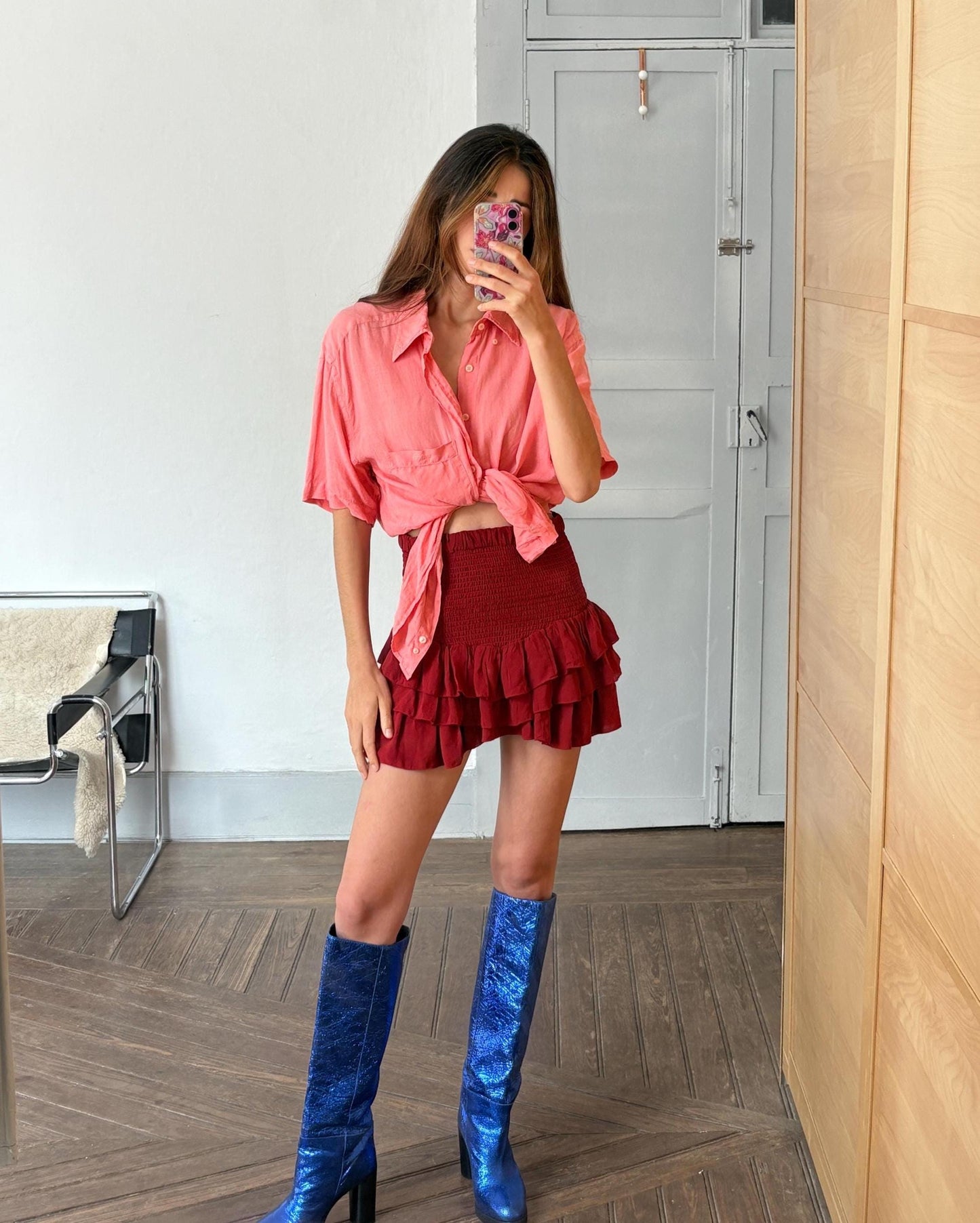 vintage gant salmon pink shirt linen shirt 100% linen scandic style regular fit oversized women men button down shirt, Size XL