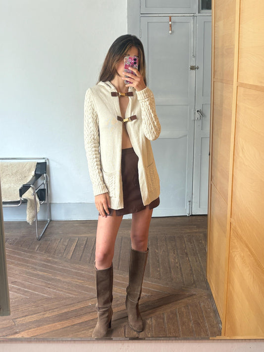 Vintage Angora Cashmere Hooded Vest — detail