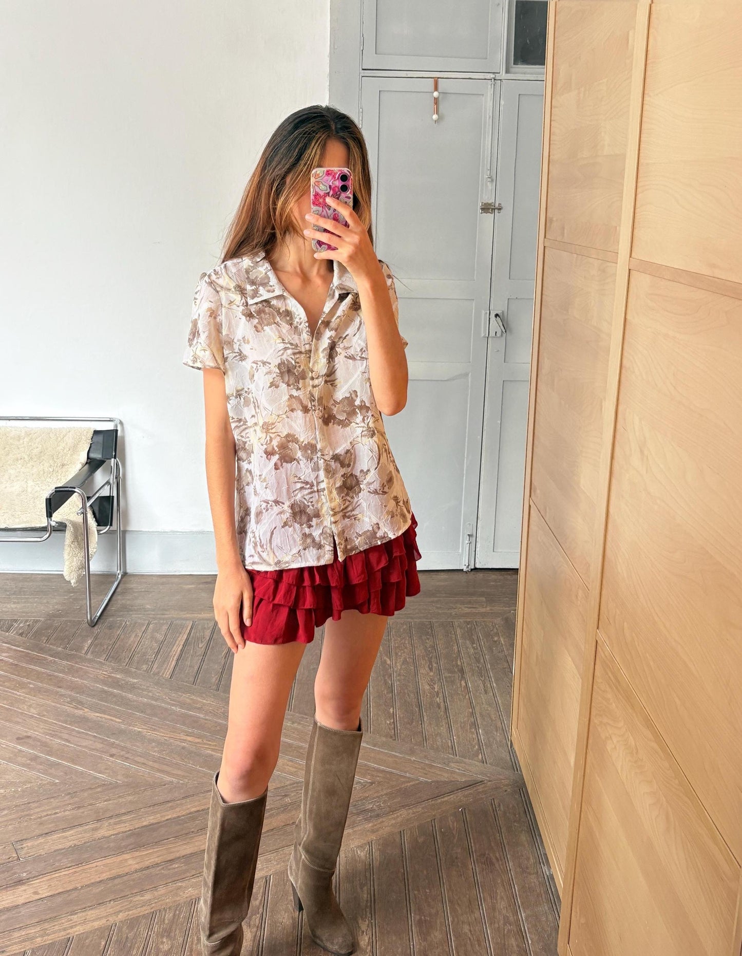 Vintage Sheer Floral Blouse by Talk Talk | Retro Print See Through Shirt for Summer Layering, Size S - M