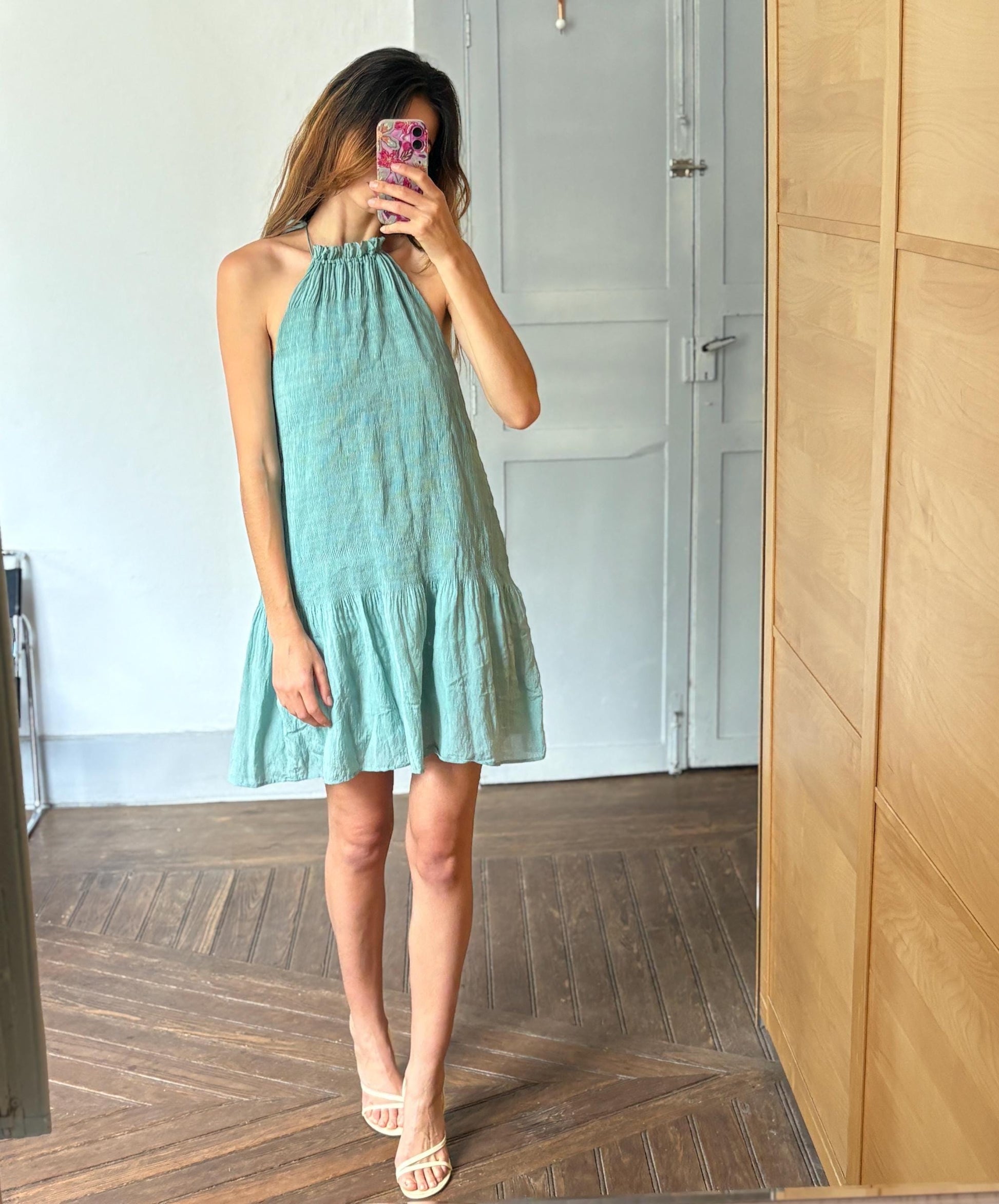 Vintage Intropia Designer Dress, Blue Lightweight Summer Dress, Modal Blend comfortable stylish midi dress