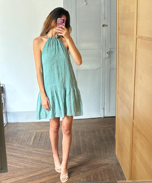 Vintage Intropia Designer Dress, Blue Lightweight Summer Dress, Modal Blend comfortable stylish midi dress