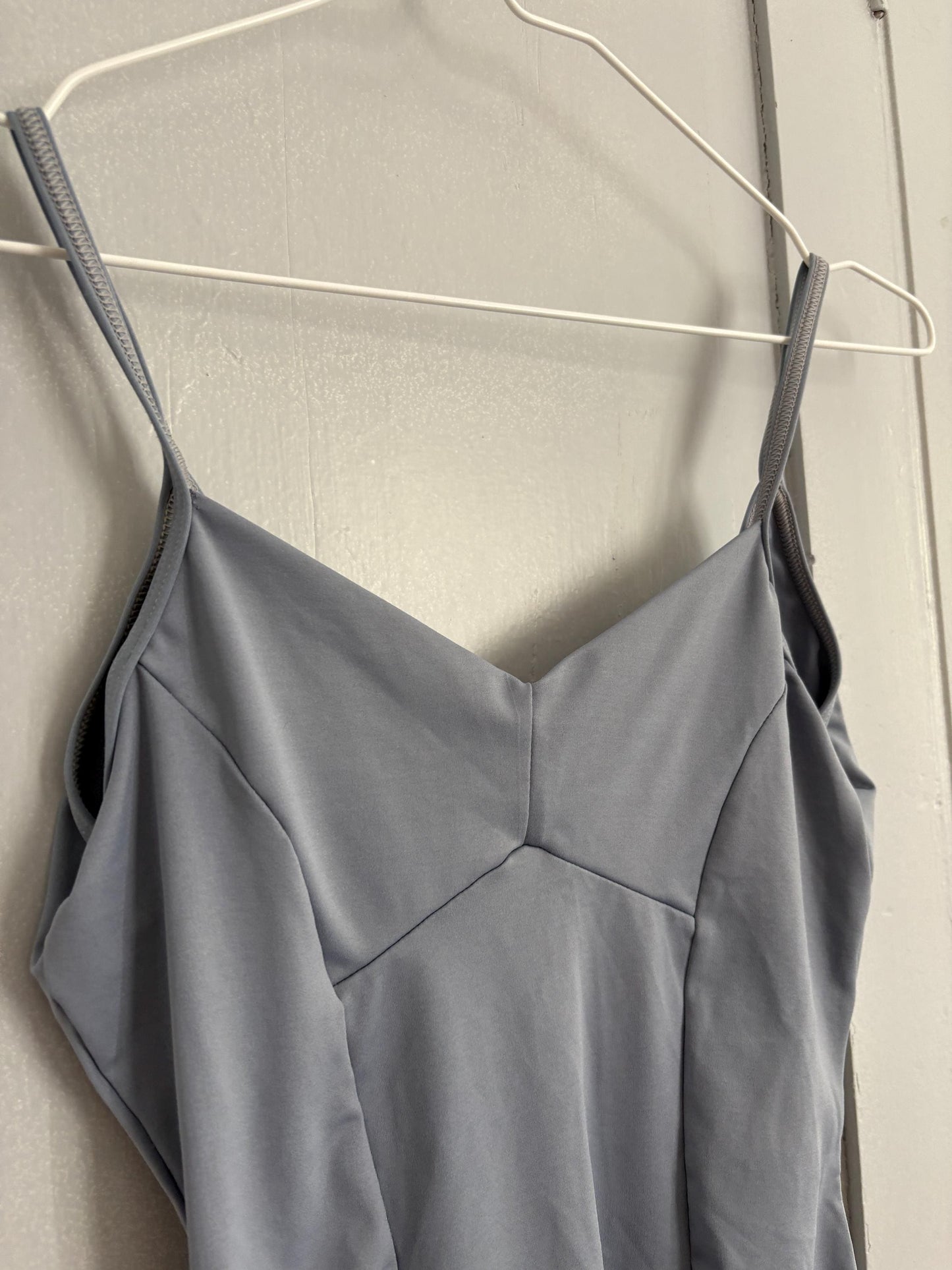 Vintage Lavender one-piece bodysuit, Capezio The Dancemaker body, made in USA, spaghetti strap, sleek fit, balletcore, Y2K style, sexy look