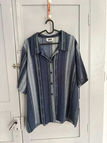 Vintage Blue Striped Shirt, 80s-90s Style — additional view 8