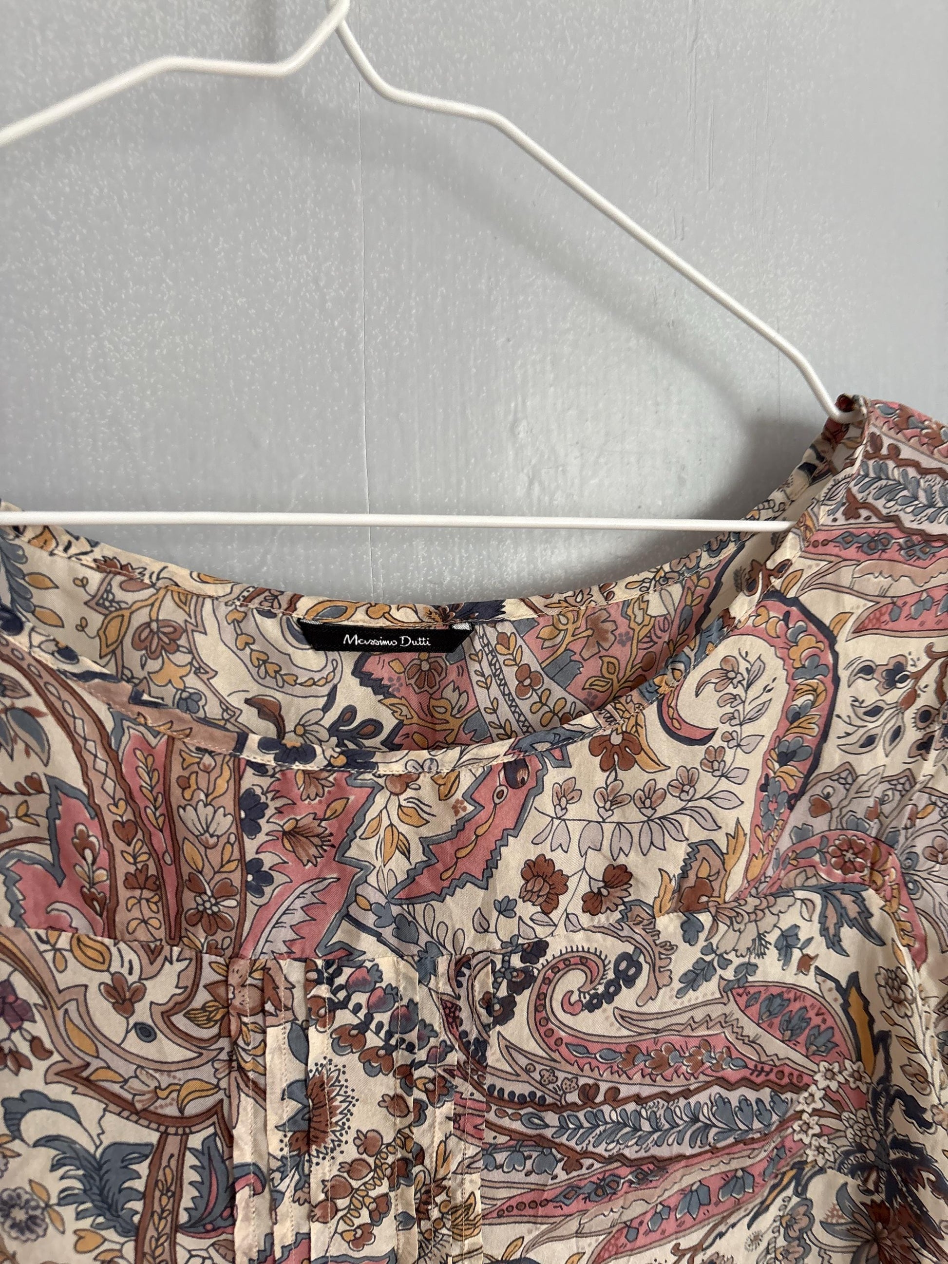 Vintage Massimo Dutti floral mini dress – sheer lightweight summer boho dress, short sleeve, EU M, romantic retro outfit