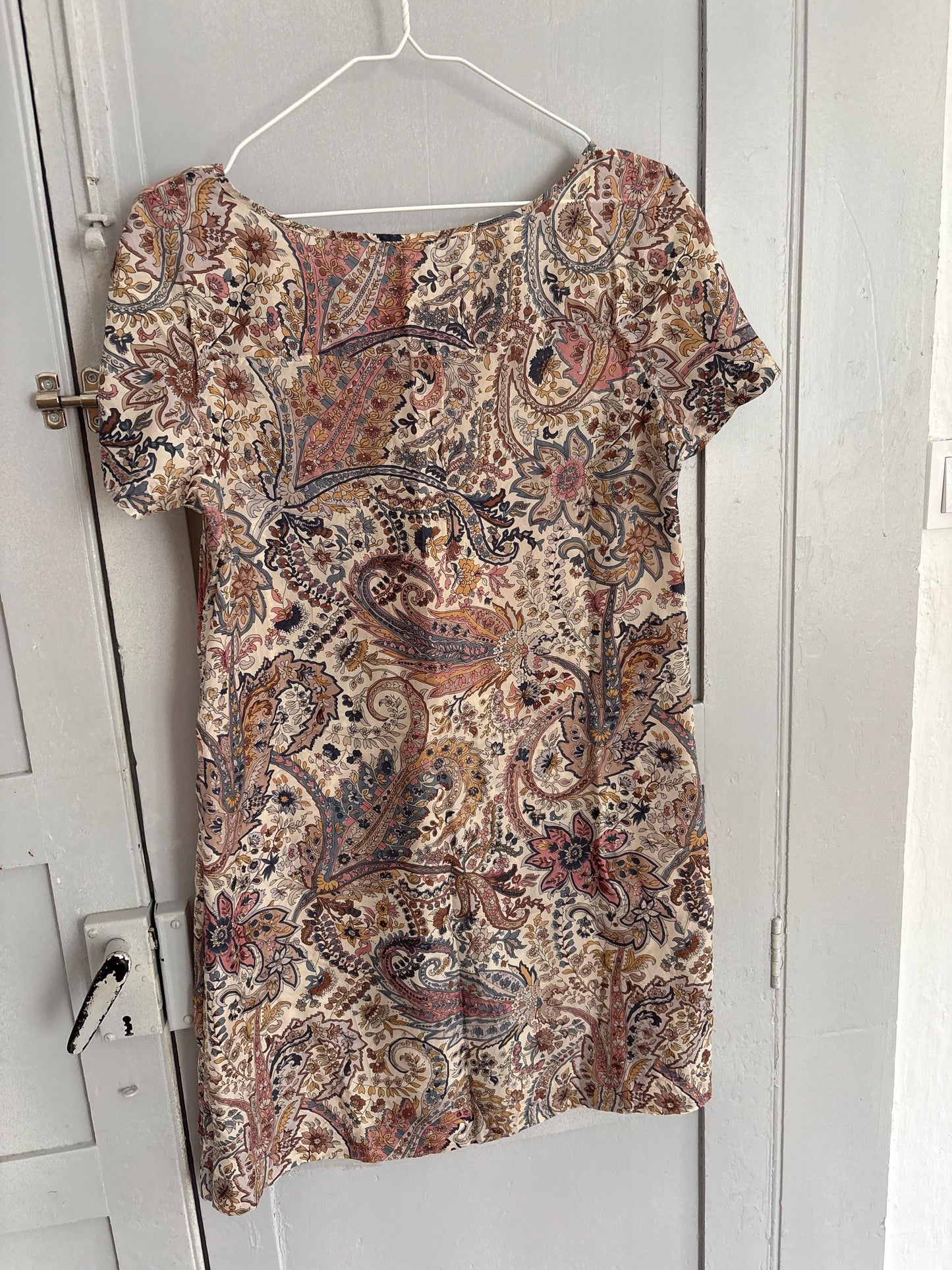Vintage Massimo Dutti floral mini dress – sheer lightweight summer boho dress, short sleeve, EU M, romantic retro outfit