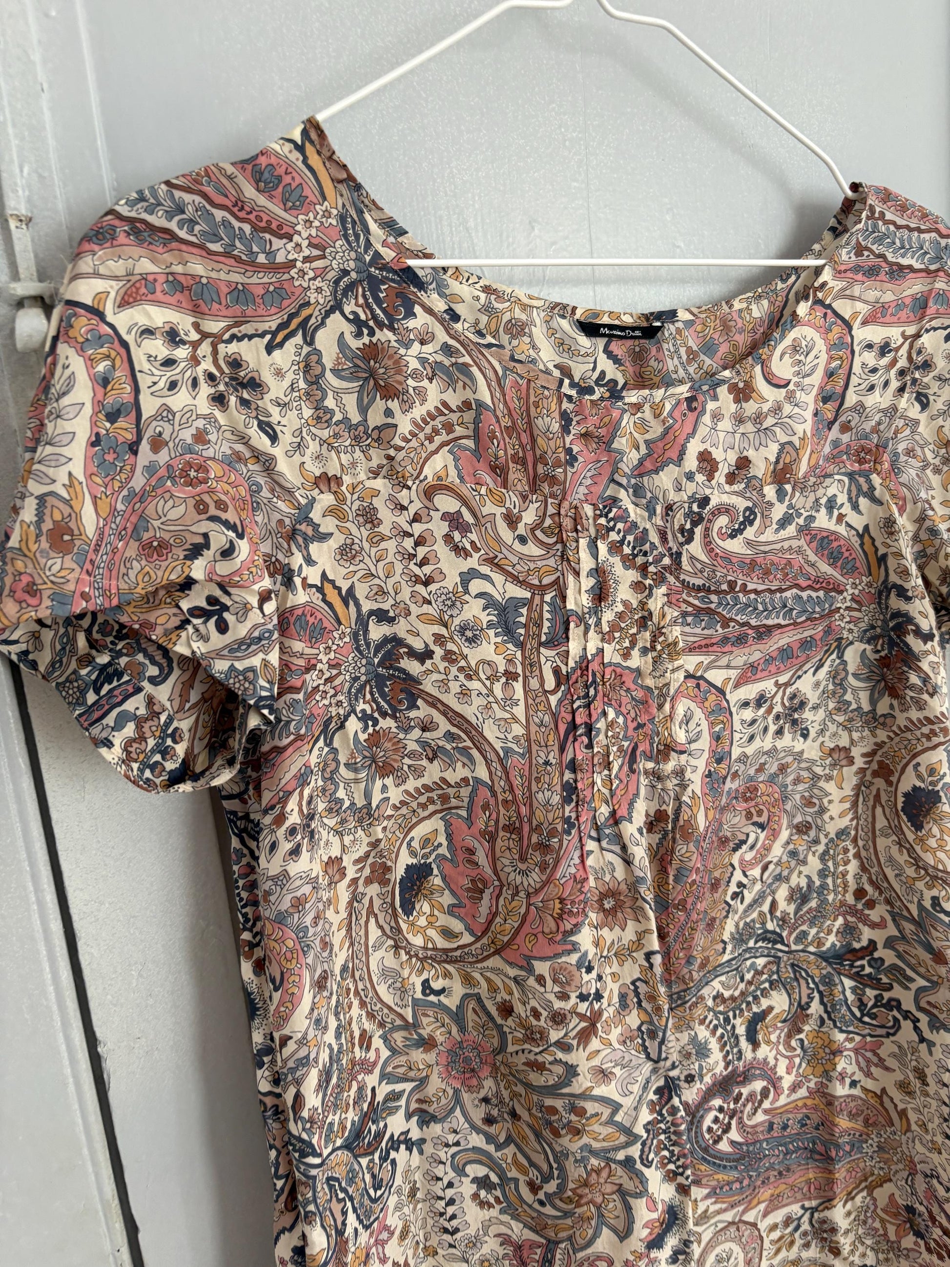 Vintage Massimo Dutti floral mini dress – sheer lightweight summer boho dress, short sleeve, EU M, romantic retro outfit