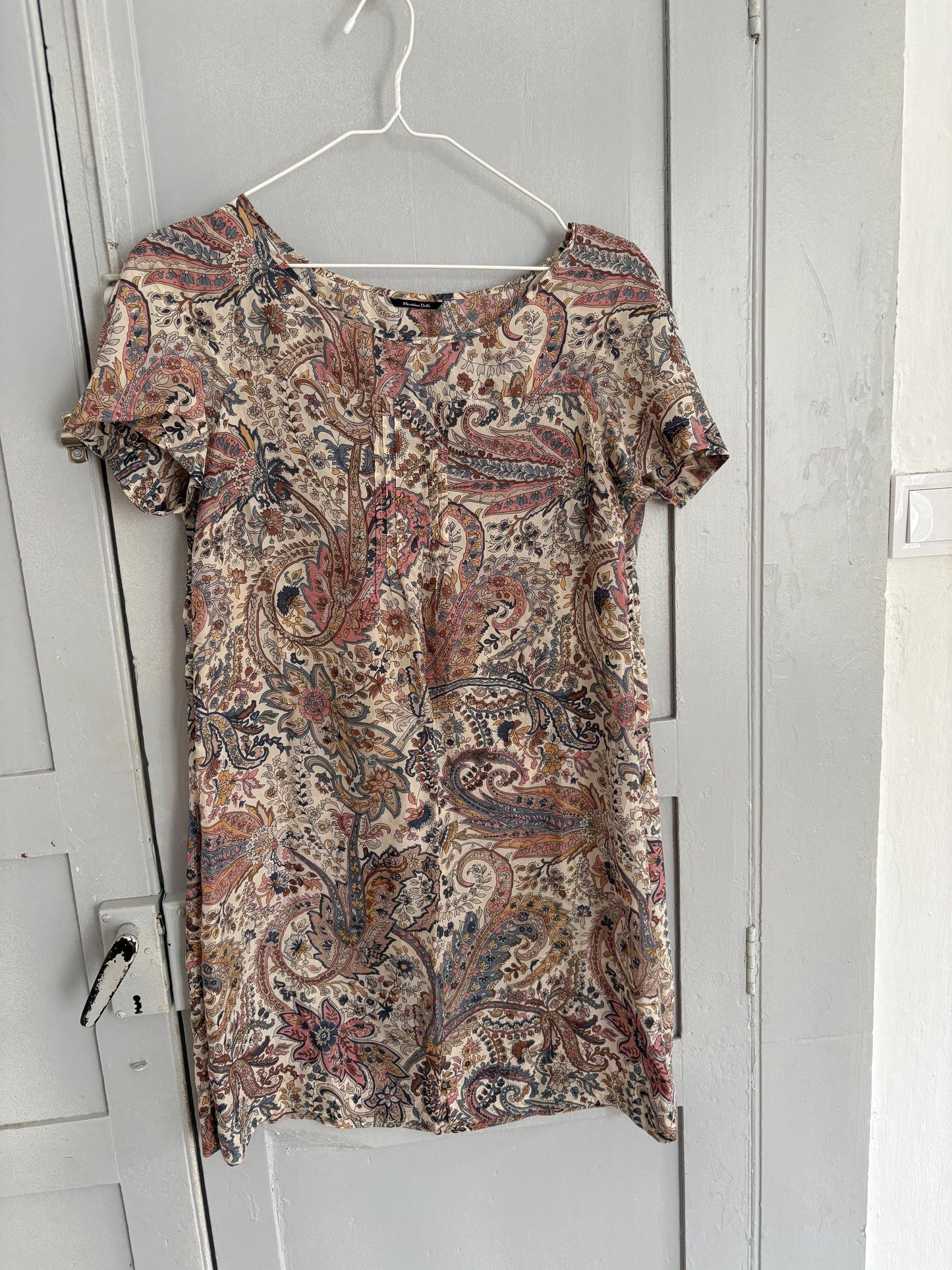 Vintage Massimo Dutti floral mini dress – sheer lightweight summer boho dress, short sleeve, EU M, romantic retro outfit
