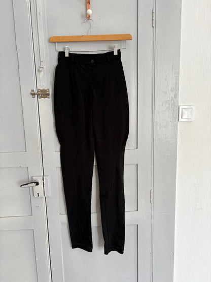 Vintage Italian Black High-Waist Slim Trousers — fabric close-up