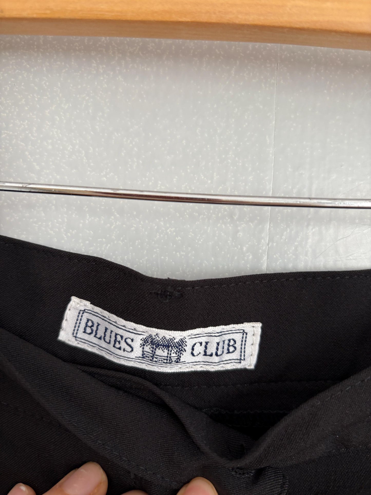 Vintage Italian Black High-Waist Slim Trousers — back view