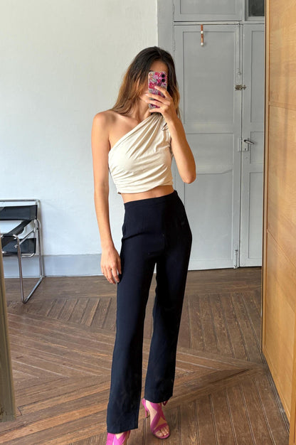 Vintage Italian Black Trousers, High-Waisted, Mariella Rosato