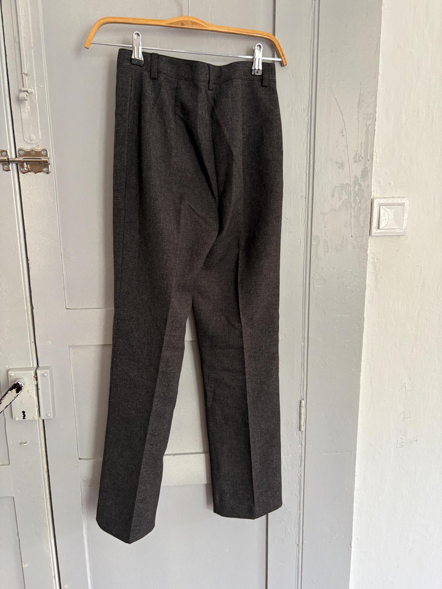 Vintage high waist petite body formal trousers, Luxe office wear made in Italy, Dark academia aesthetic pants, Size XXS