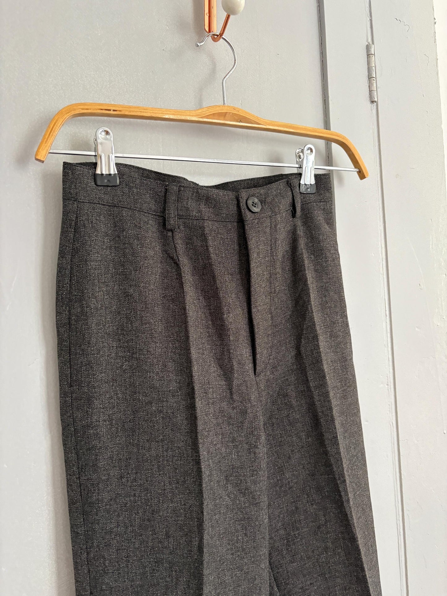 Vintage high waist petite body formal trousers, Luxe office wear made in Italy, Dark academia aesthetic pants, Size XXS